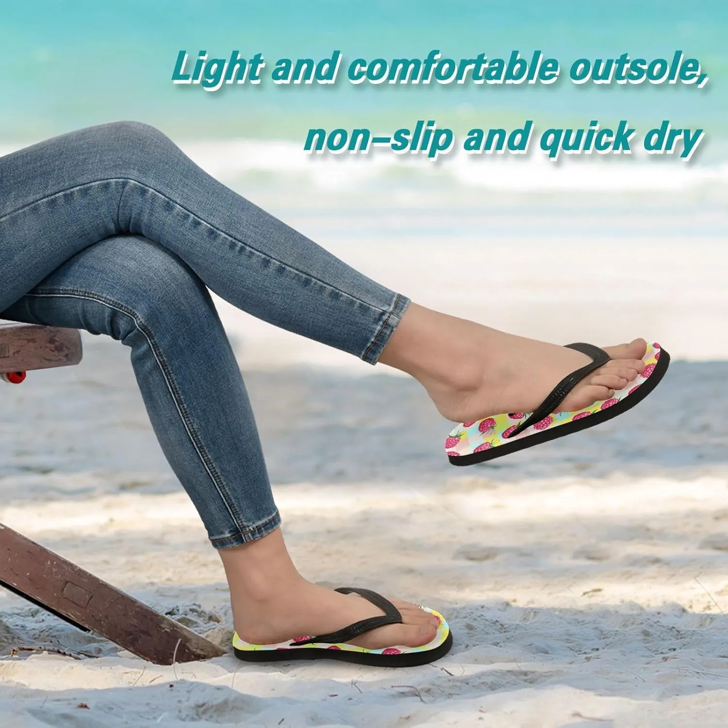 Sinestour Raspberry Checkerboard Coloful Flip Flops for Beach Thong Sandals Anti-slip Lightweight Flat Slippers for Summer Travel Swim
