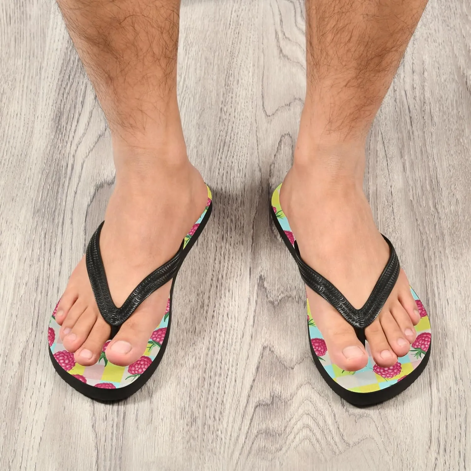 Sinestour Raspberry Checkerboard Coloful Flip Flops for Beach Thong Sandals Anti-slip Lightweight Flat Slippers for Summer Travel Swim