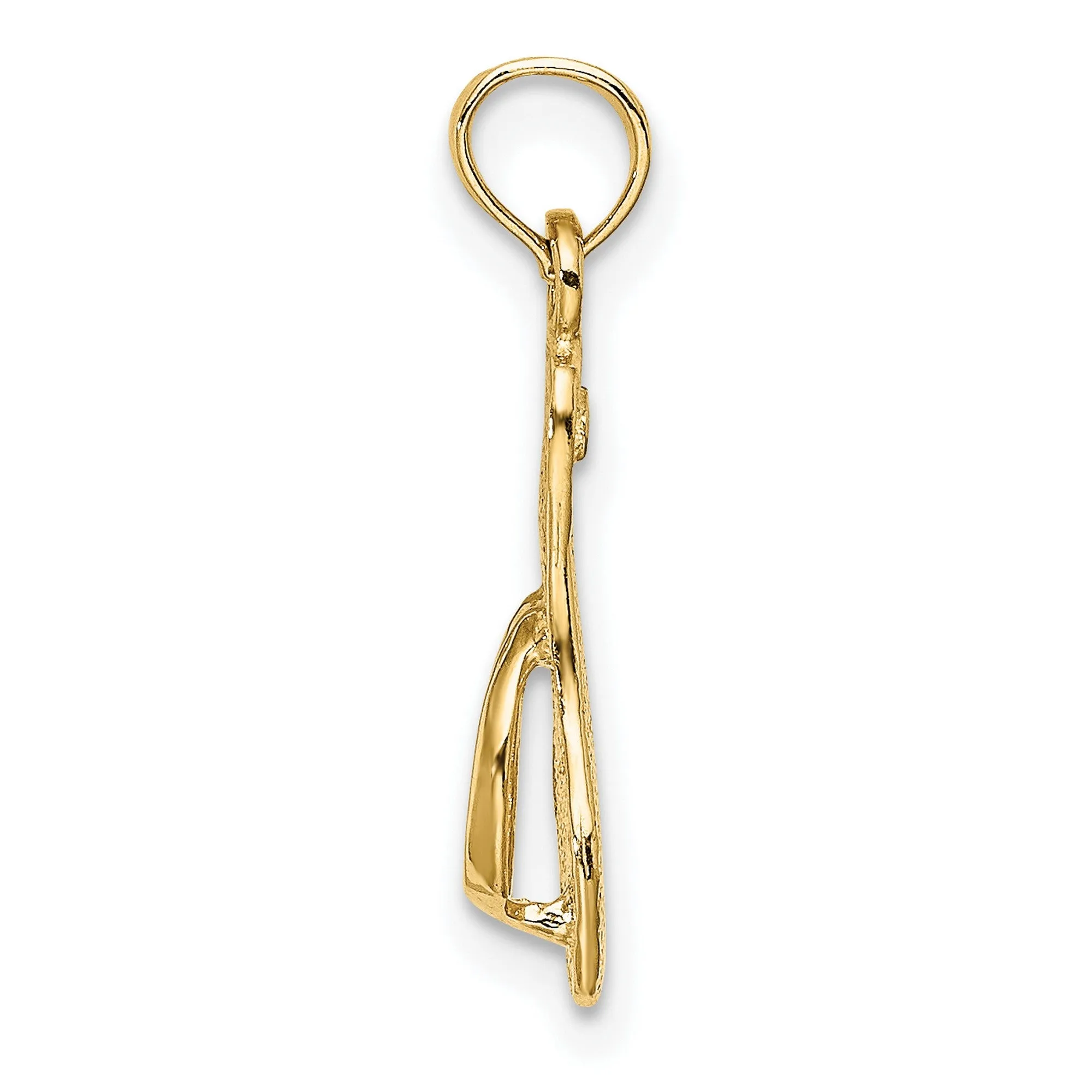 Single Polished Strap Flip-Flop Charm Pendant in Real 14k Yellow Gold