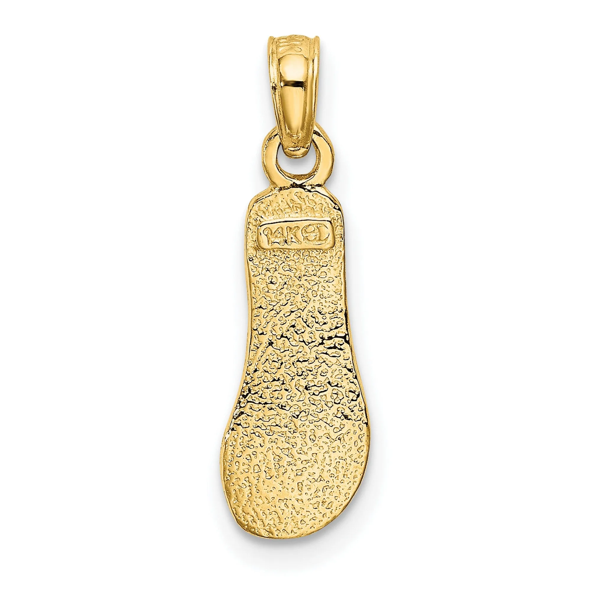 Single Polished Strap Flip-Flop Charm Pendant in Real 14k Yellow Gold