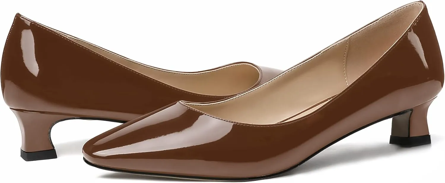 SKYSTERRY Women's Patent Slip On Square Toe Office Casual Spool Low Heel Pumps Shoes 1.5 Inch