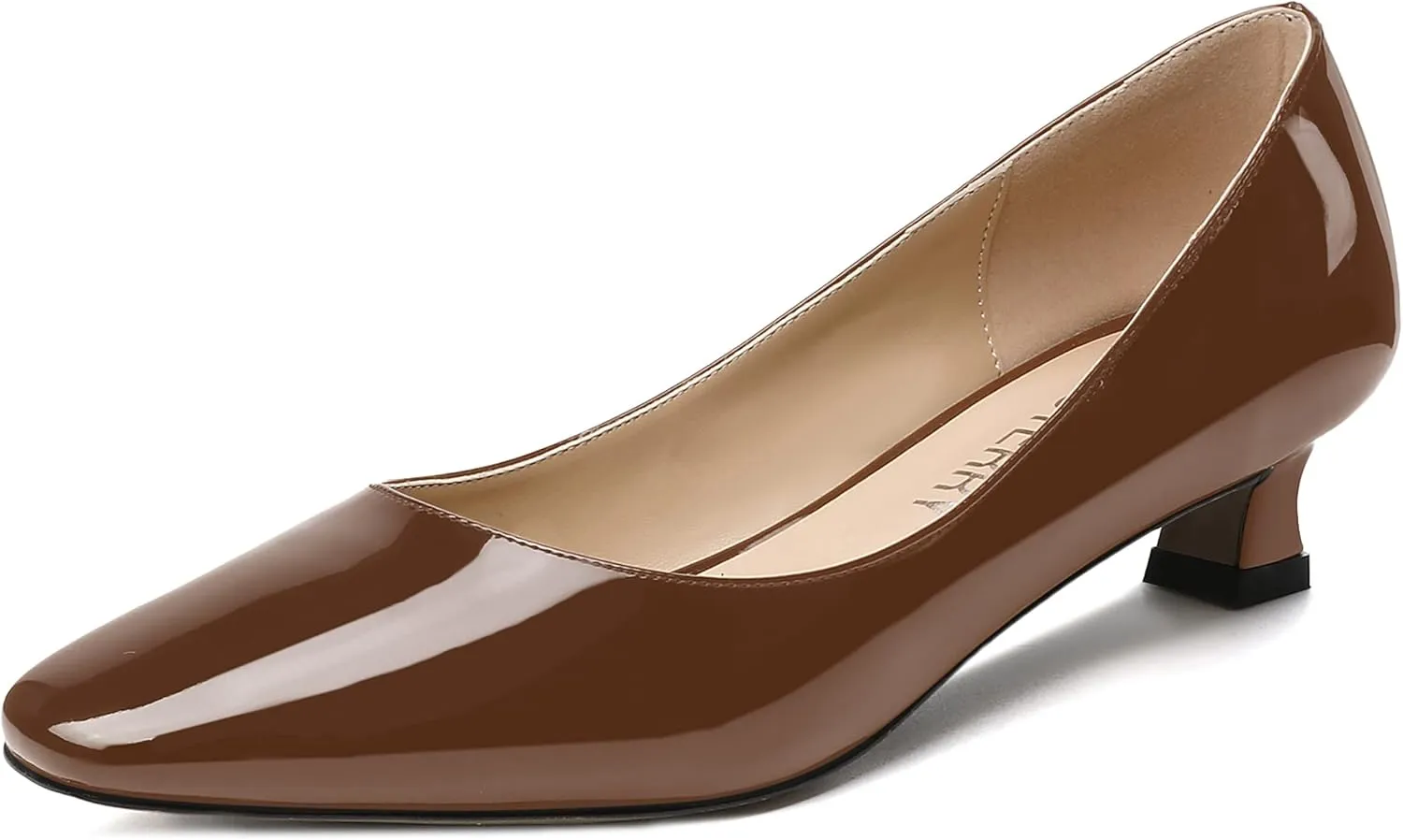 SKYSTERRY Women's Patent Slip On Square Toe Office Casual Spool Low Heel Pumps Shoes 1.5 Inch
