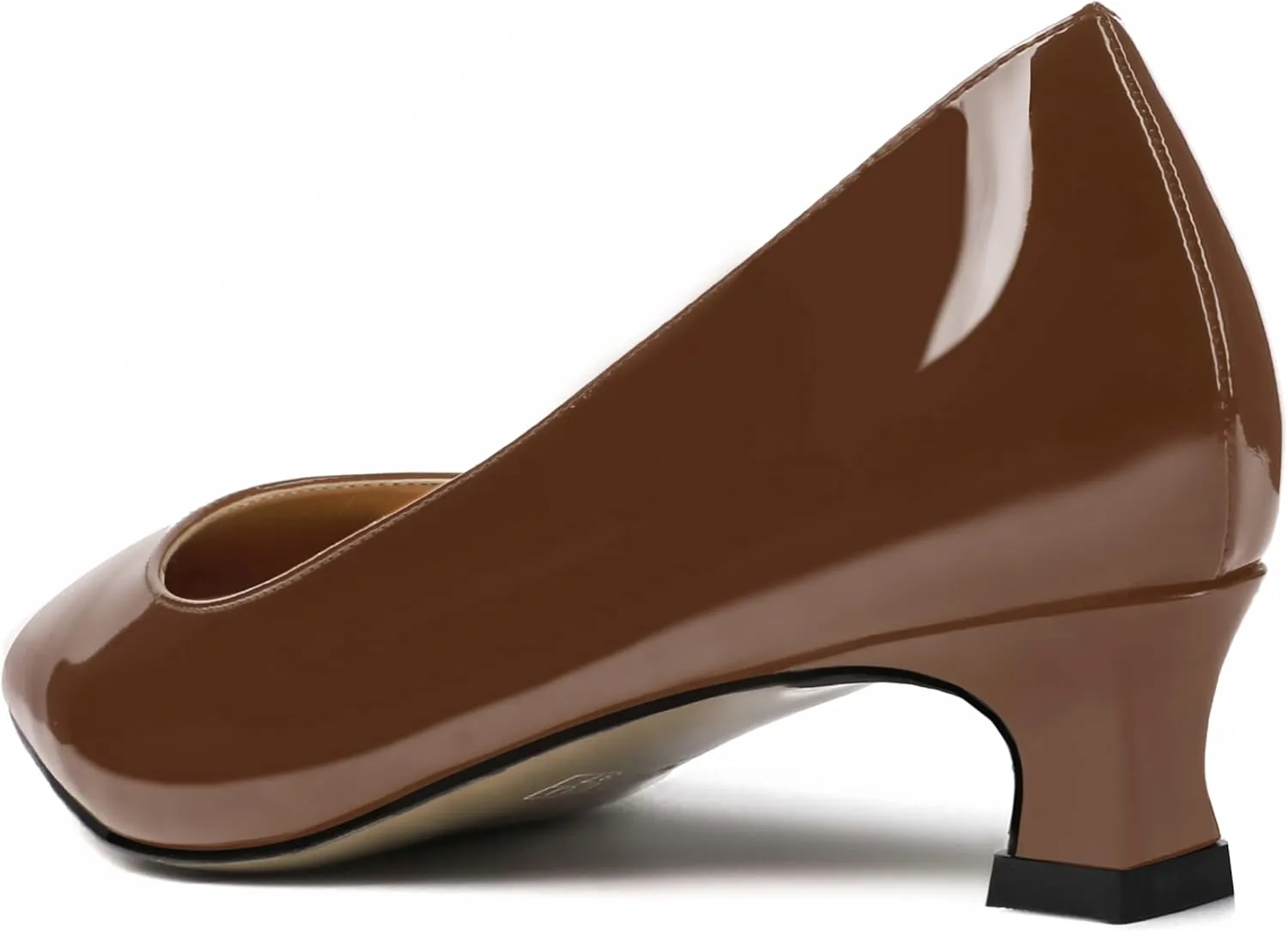 SKYSTERRY Women's Patent Slip On Square Toe Office Casual Spool Low Heel Pumps Shoes 1.5 Inch