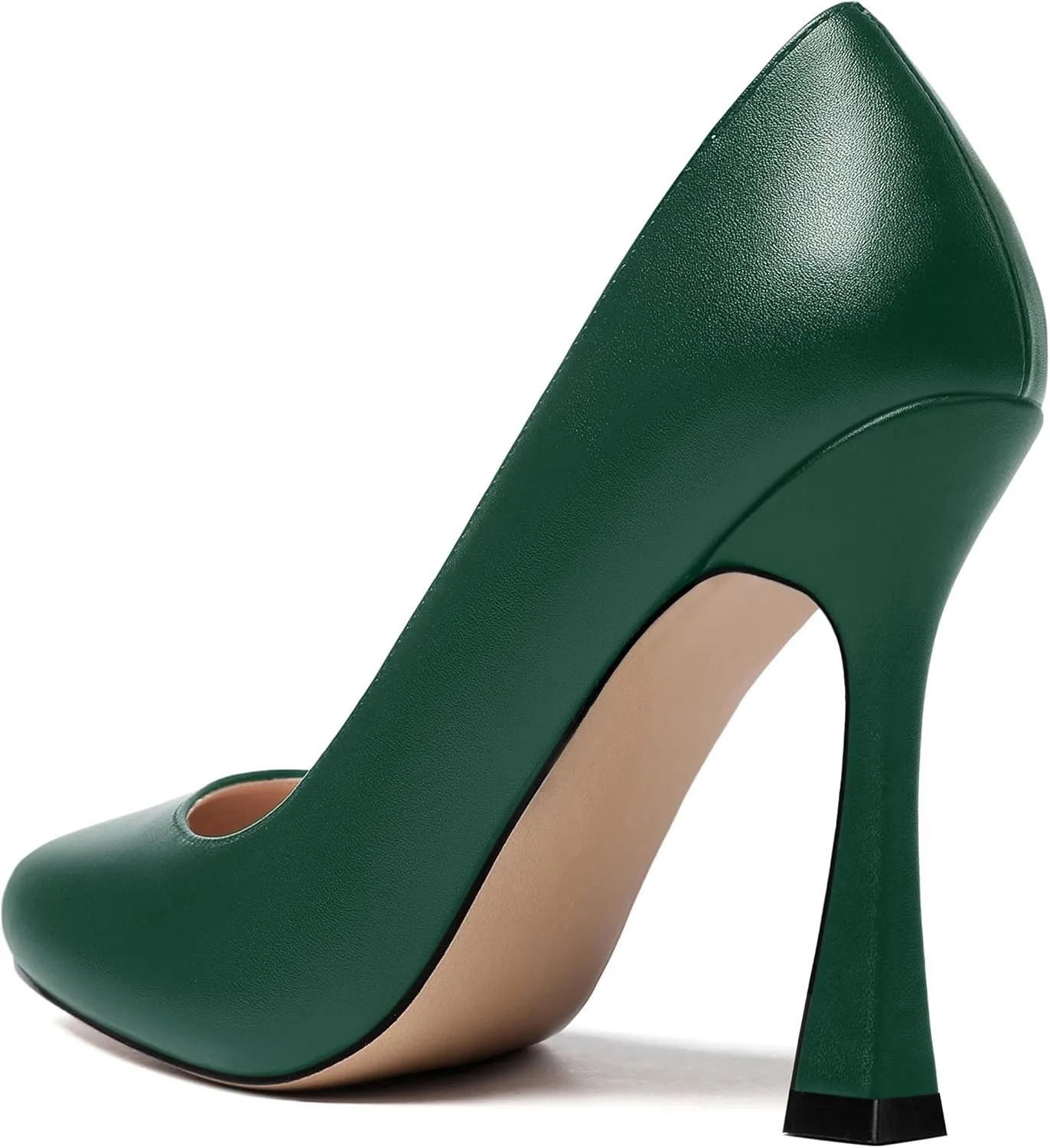 SKYSTERRY Womens Round Toe Casual Office Matte Slip On Spool High Heel Pumps Shoes 4 Inch