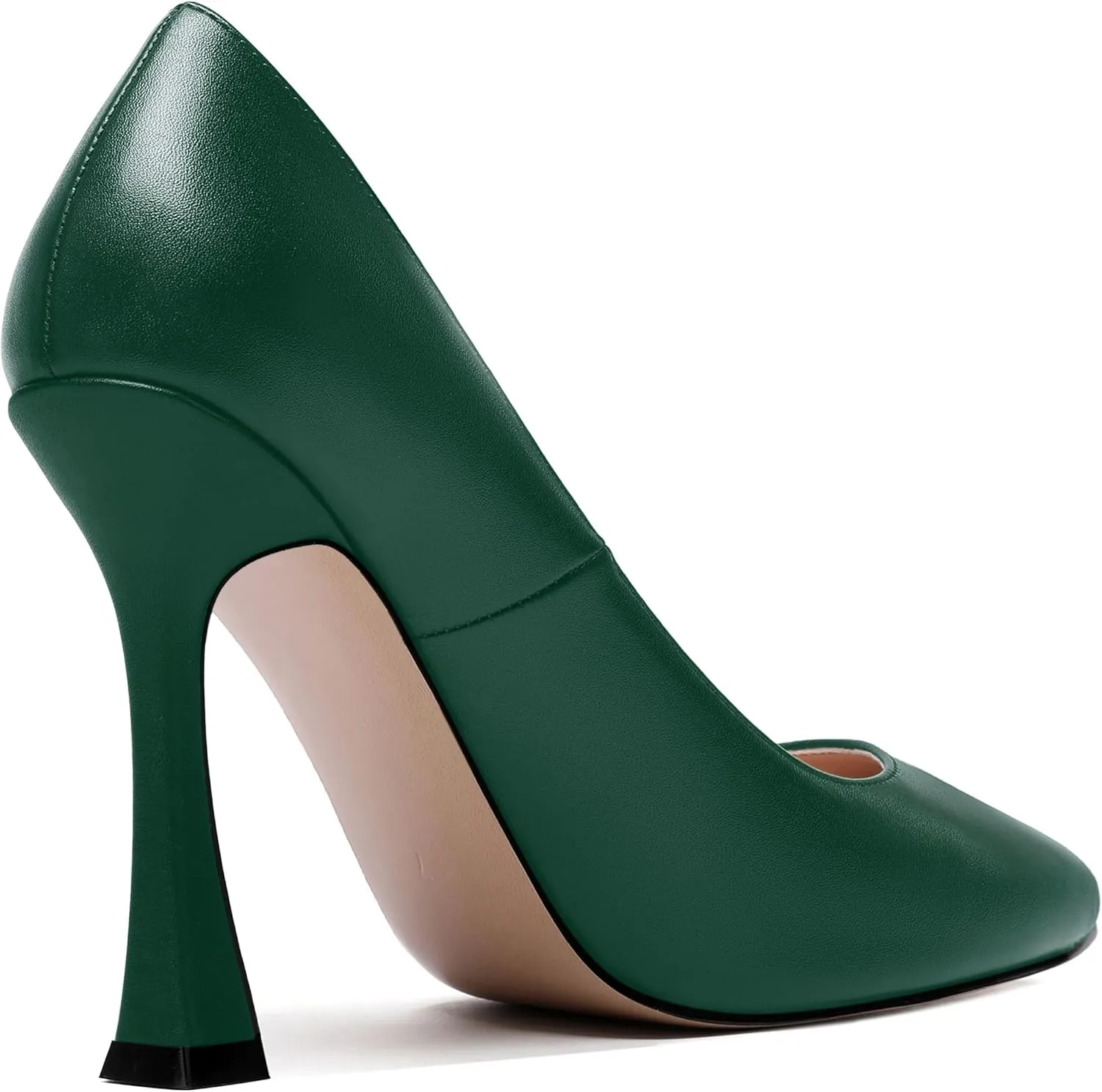 SKYSTERRY Womens Round Toe Casual Office Matte Slip On Spool High Heel Pumps Shoes 4 Inch