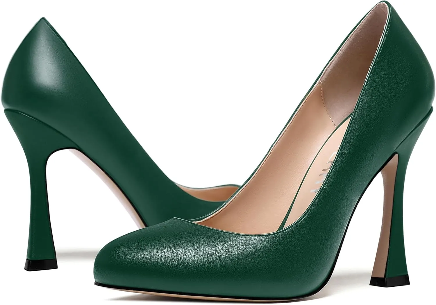 SKYSTERRY Womens Round Toe Casual Office Matte Slip On Spool High Heel Pumps Shoes 4 Inch