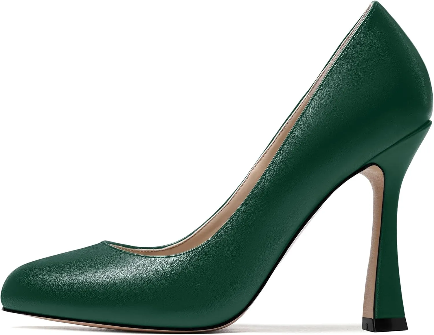 SKYSTERRY Womens Round Toe Casual Office Matte Slip On Spool High Heel Pumps Shoes 4 Inch