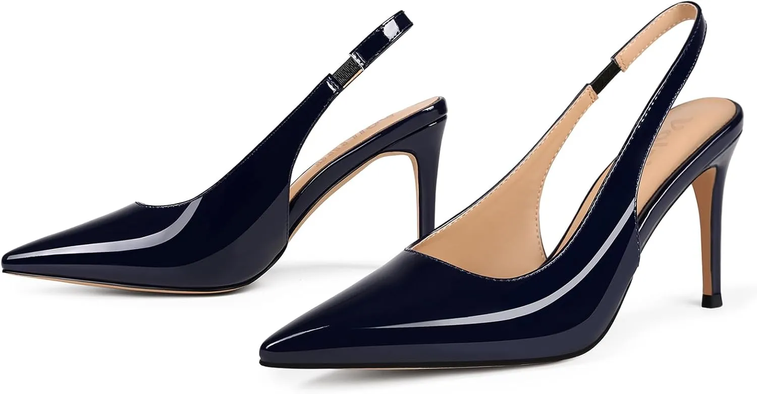 Slingback Heels for Women Pointed Closed Toe Stiletto Pumps Slip-On Dress Shoes Elegant Comfortable Women's Heels for Party Wedding