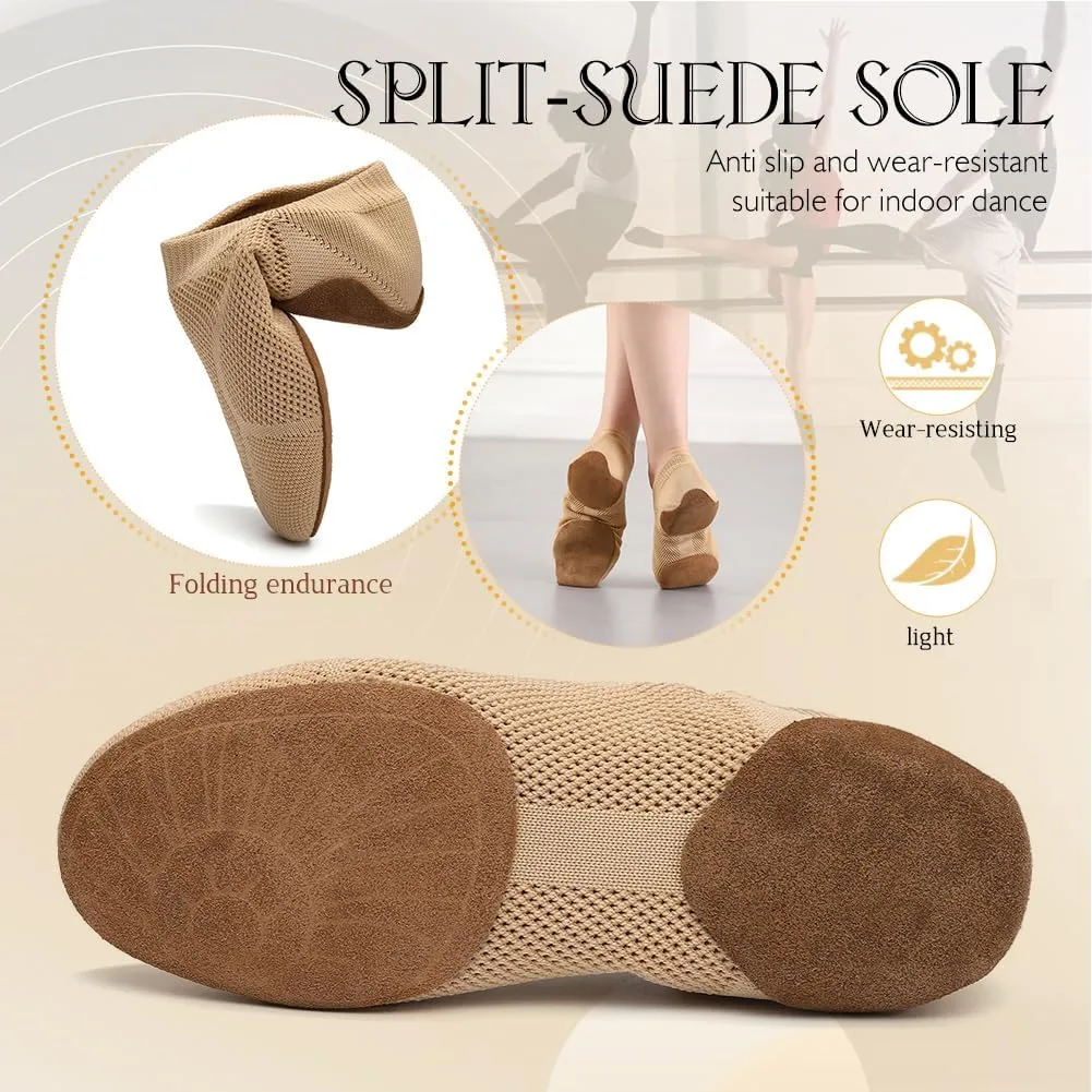 Slip-on Fabric Jazz Shoes for Women Trainning Beginner Standard Practice Dance Shoes Jazz Dance Slippers,Model SS-FGSS