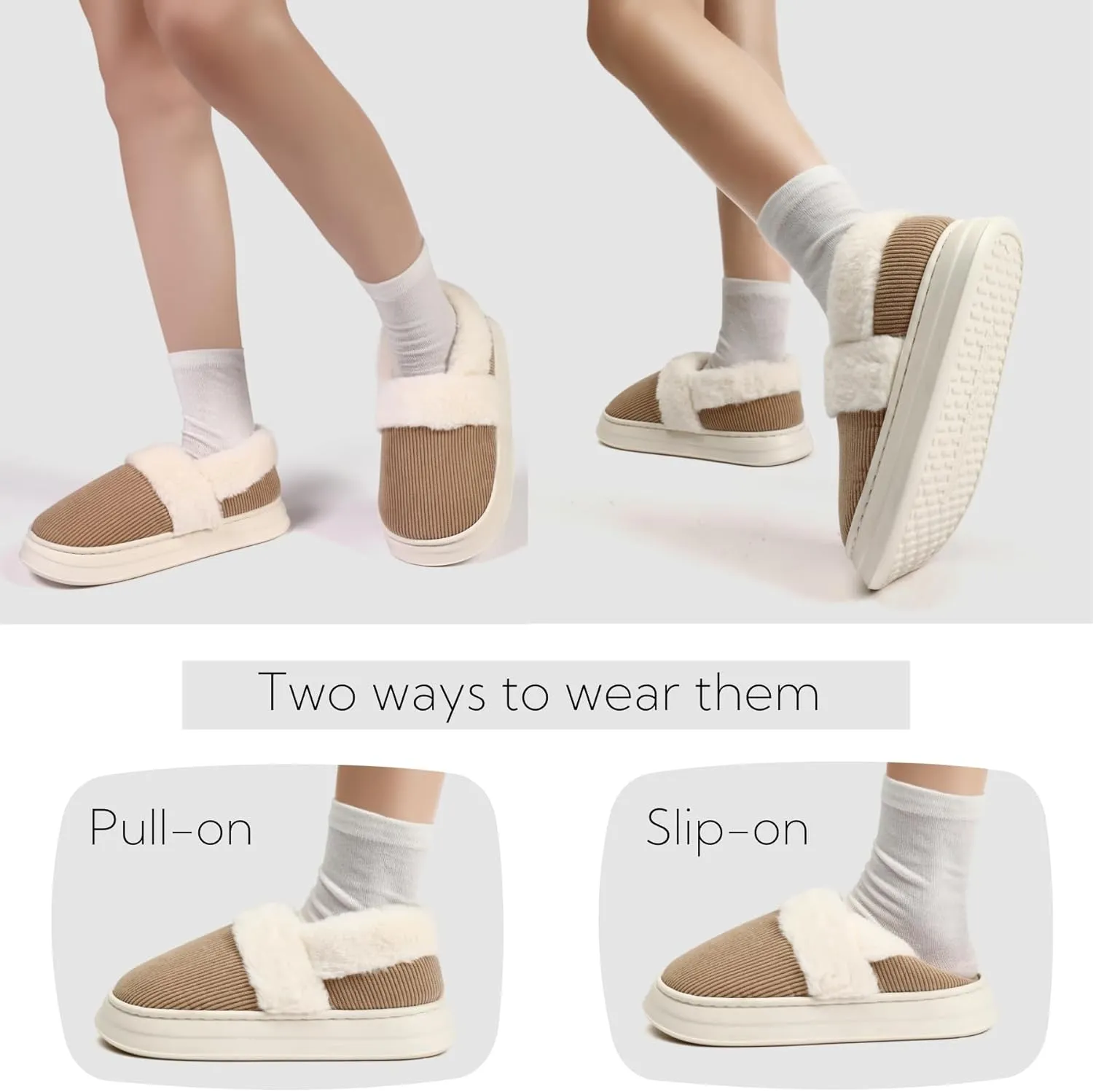 Slippers for Women Men, Memory Foam Slippers for Women, Soft Thick Fuzzy Bedroom House Shoes Indoor Outdoor