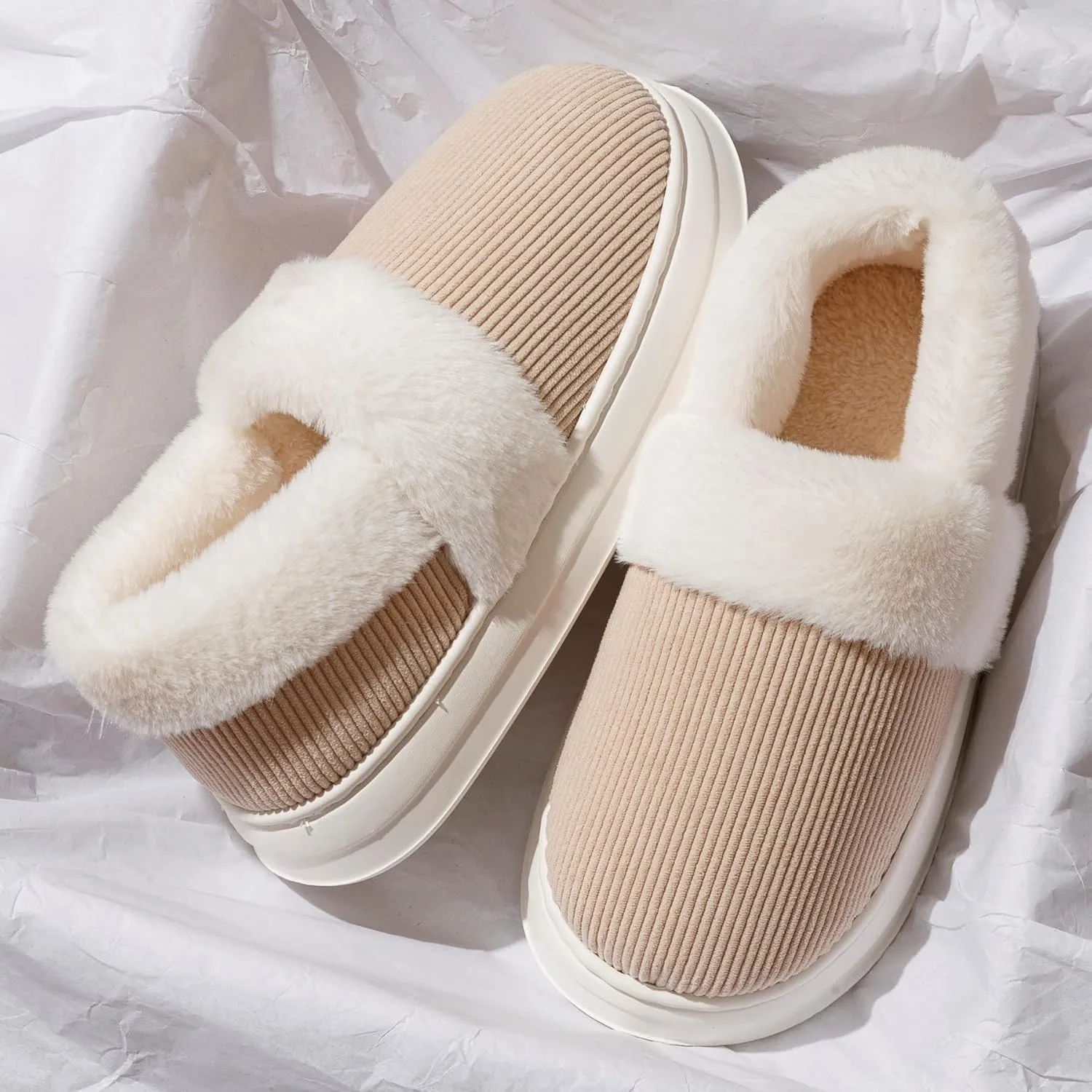 Slippers for Women Men, Memory Foam Slippers for Women, Soft Thick Fuzzy Bedroom House Shoes Indoor Outdoor
