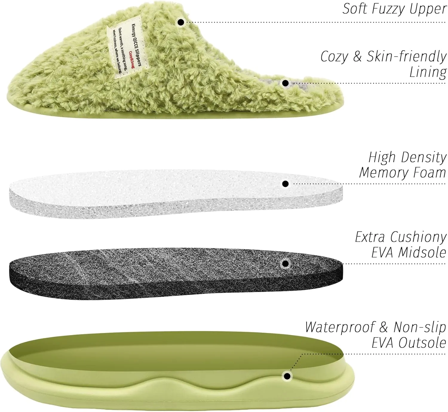 Slippers for Women Men, Memory Foam Slippers for Women, Soft Thick Fuzzy Bedroom House Shoes Indoor Outdoor