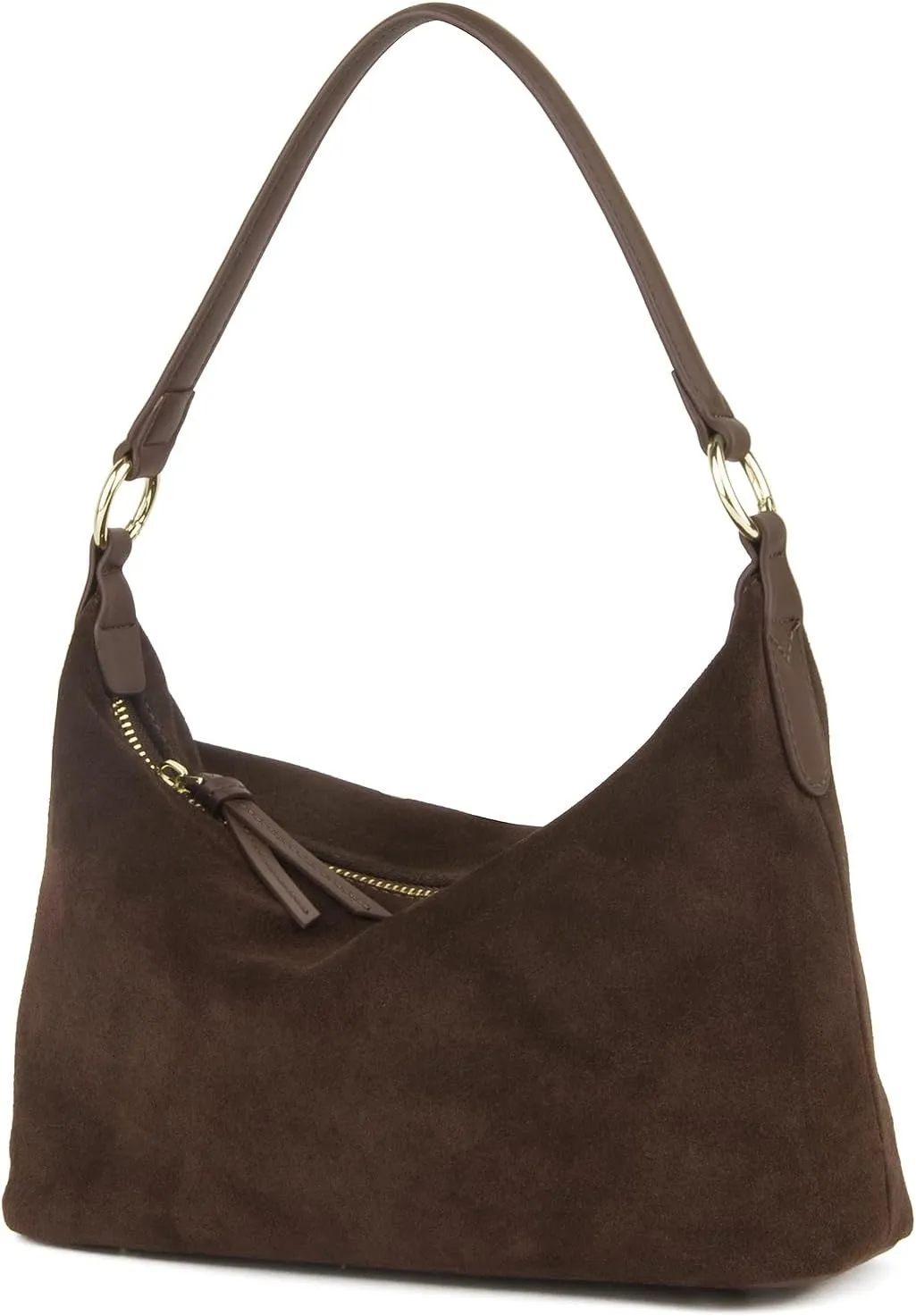 Slouchy Brown Suede Crescent Hobo Bag for Women, Suede Trendy Shoulder Satchels Bag and Work Tote Bags for Women