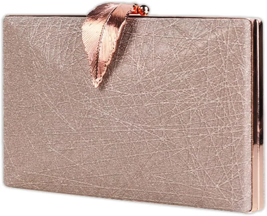 Small Clutch Purses for Women Evening Bag with Leaf-style Flip Lock Bridal Wedding Handbag