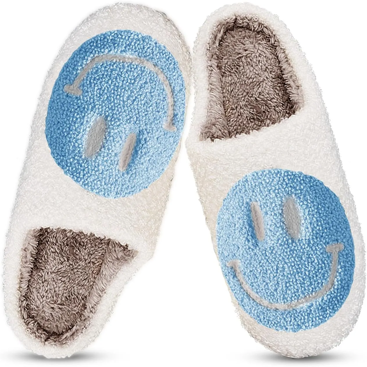 Smile Face Slippers for Women Happy face slippers Retro Soft Plush Warm Slip-on Slippers, Cozy Indoor Outdoor Slippers