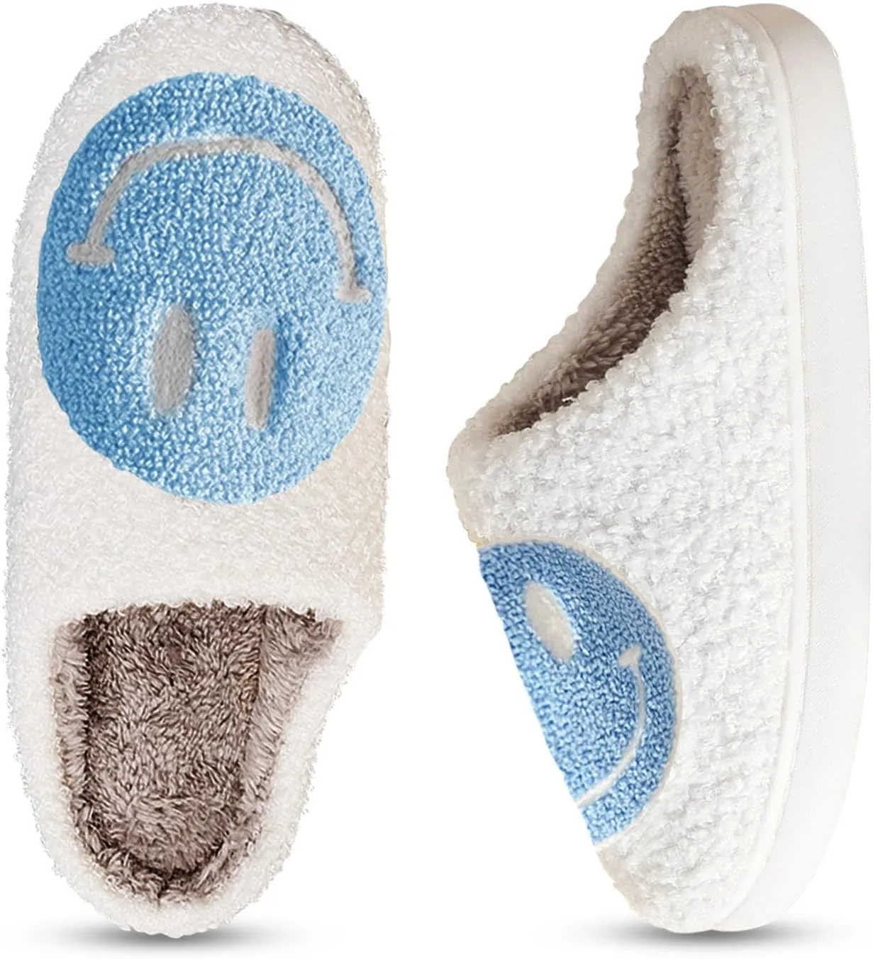 Smile Face Slippers for Women Happy face slippers Retro Soft Plush Warm Slip-on Slippers, Cozy Indoor Outdoor Slippers