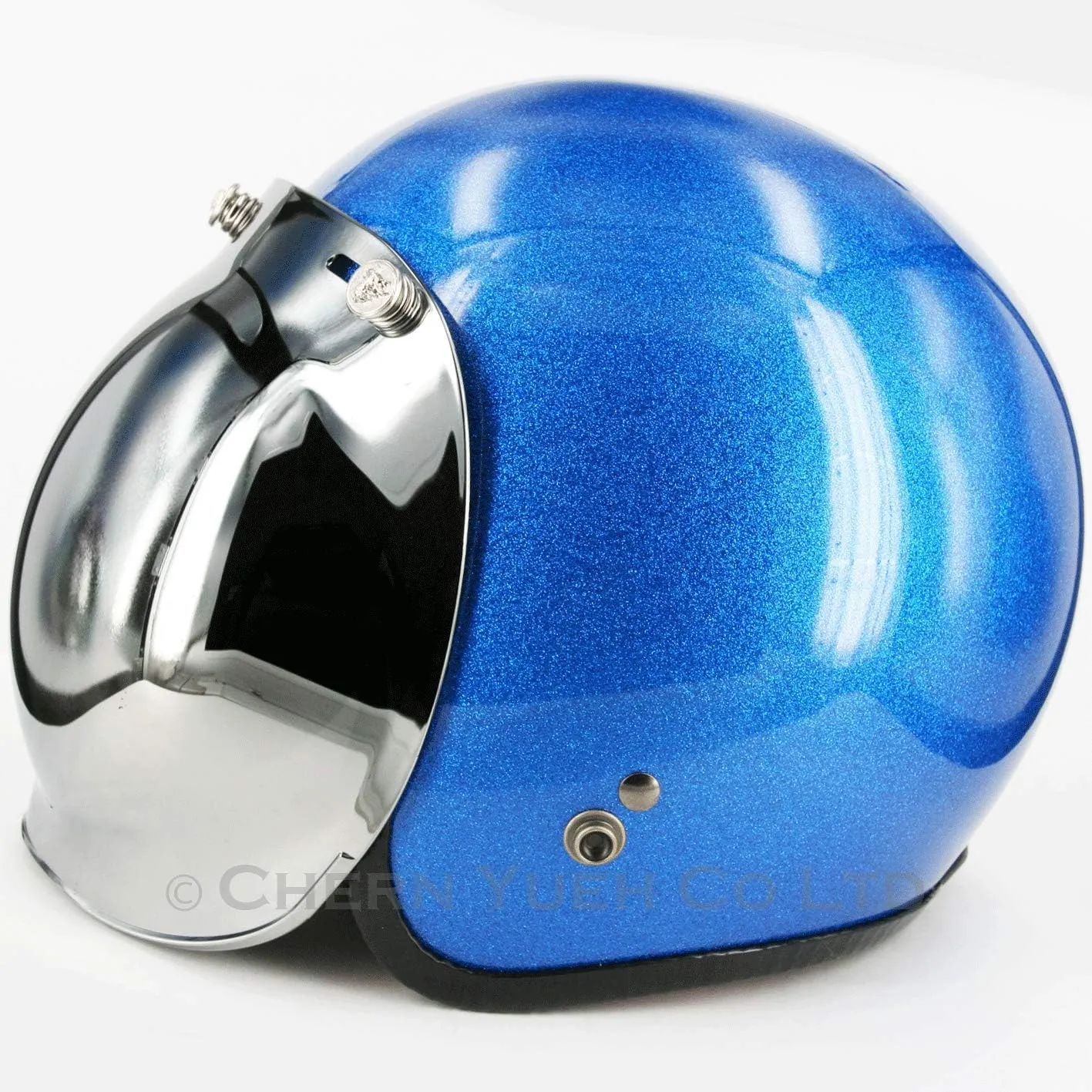 Smoke Tint Bubble Shield for 3-Snap Motorcycle Helmet (Chrome Mirror)