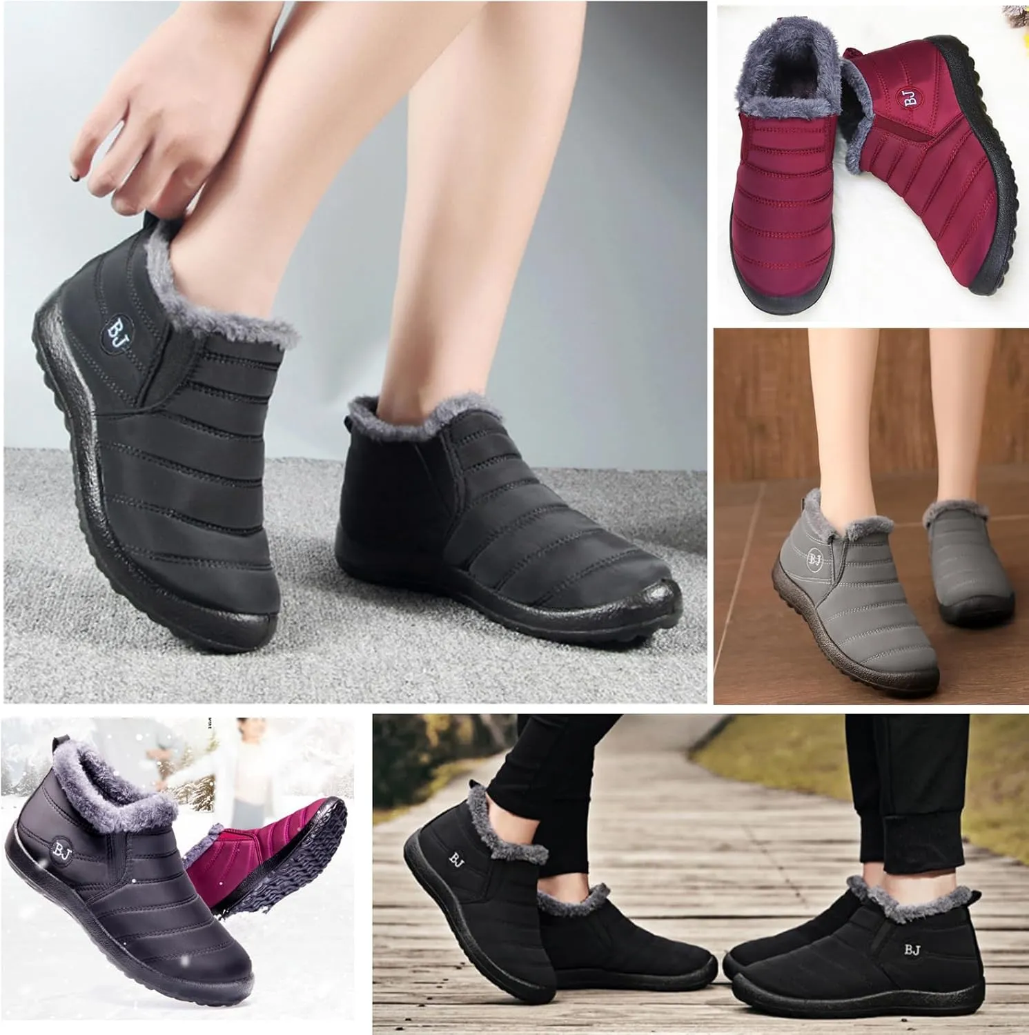 Snow Boots for Women Winter Warm Ankle Booties Waterproof Comfortable Slip On Outdoor Fur Lined Lining Womens Snow Boots