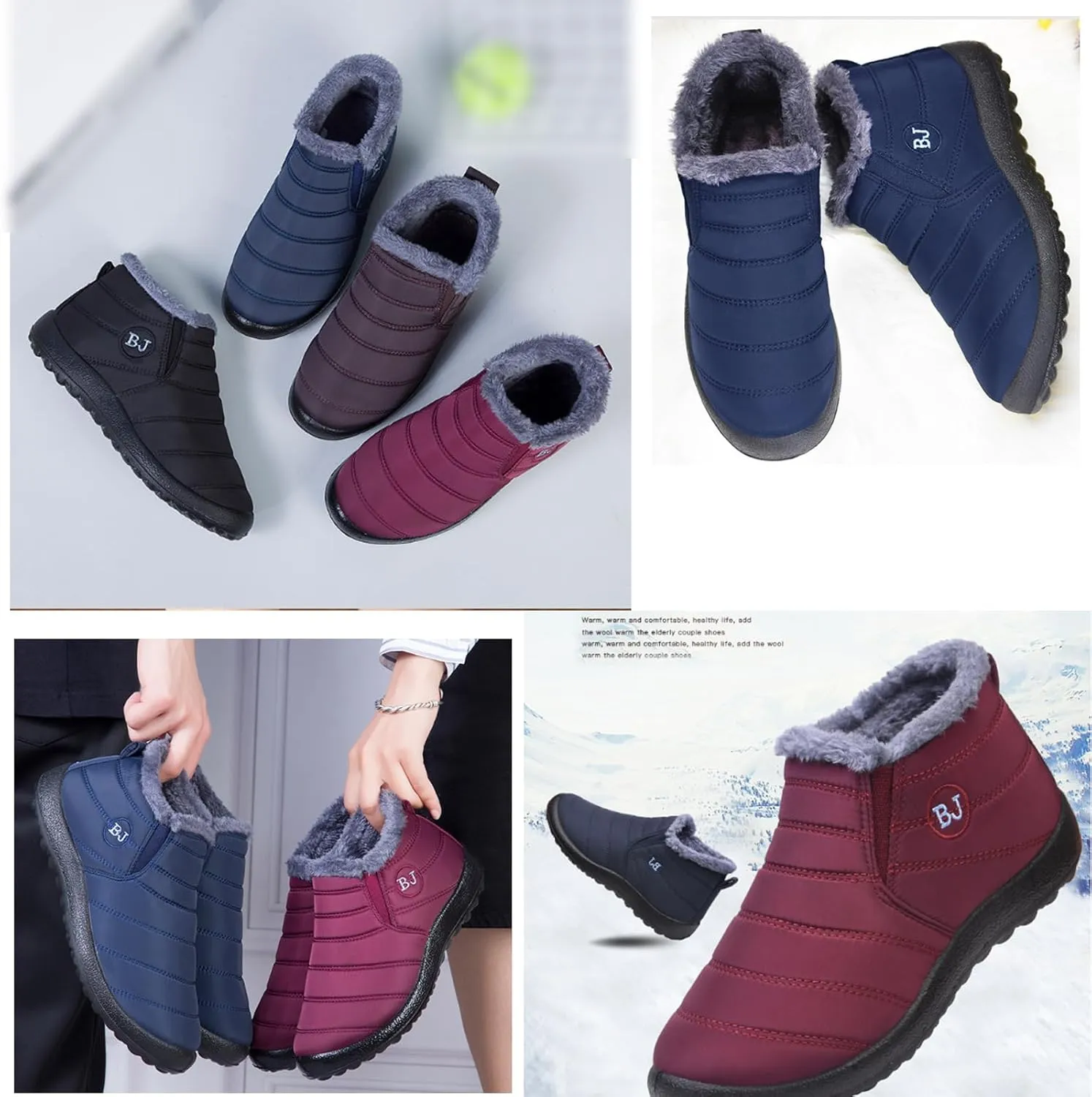 Snow Boots for Women Winter Warm Ankle Booties Waterproof Comfortable Slip On Outdoor Fur Lined Lining Womens Snow Boots