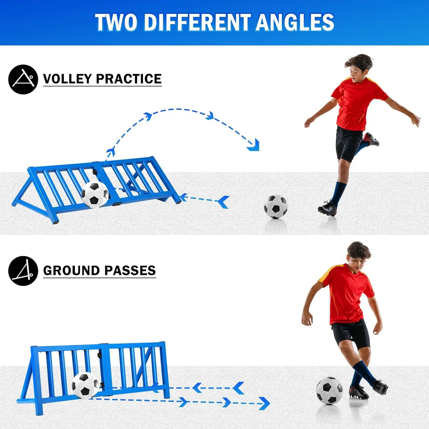 Soccer Rebounder Board with Metal Frame, Adjustable Angles/Heights, Portable Storage Design, Soccer Training Equipment for Precision Passing/Shooting Drills