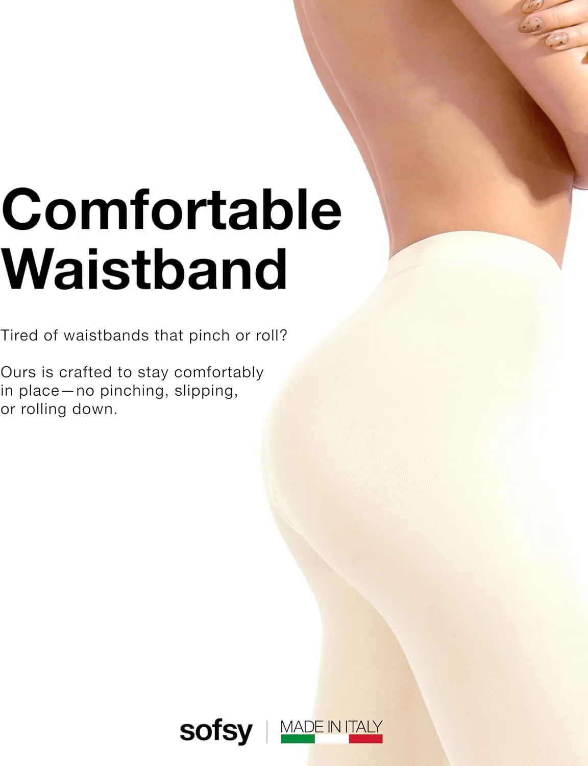sofsy 10-Year Hosiery Craftsmanship - Italian-Made 40 Den Opaque Tights for Women | Soft High-Waist Pantyhose Solid Color