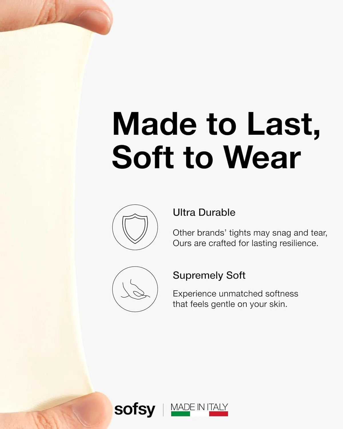 sofsy 10-Year Hosiery Craftsmanship - Italian-Made 40 Den Opaque Tights for Women | Soft High-Waist Pantyhose Solid Color