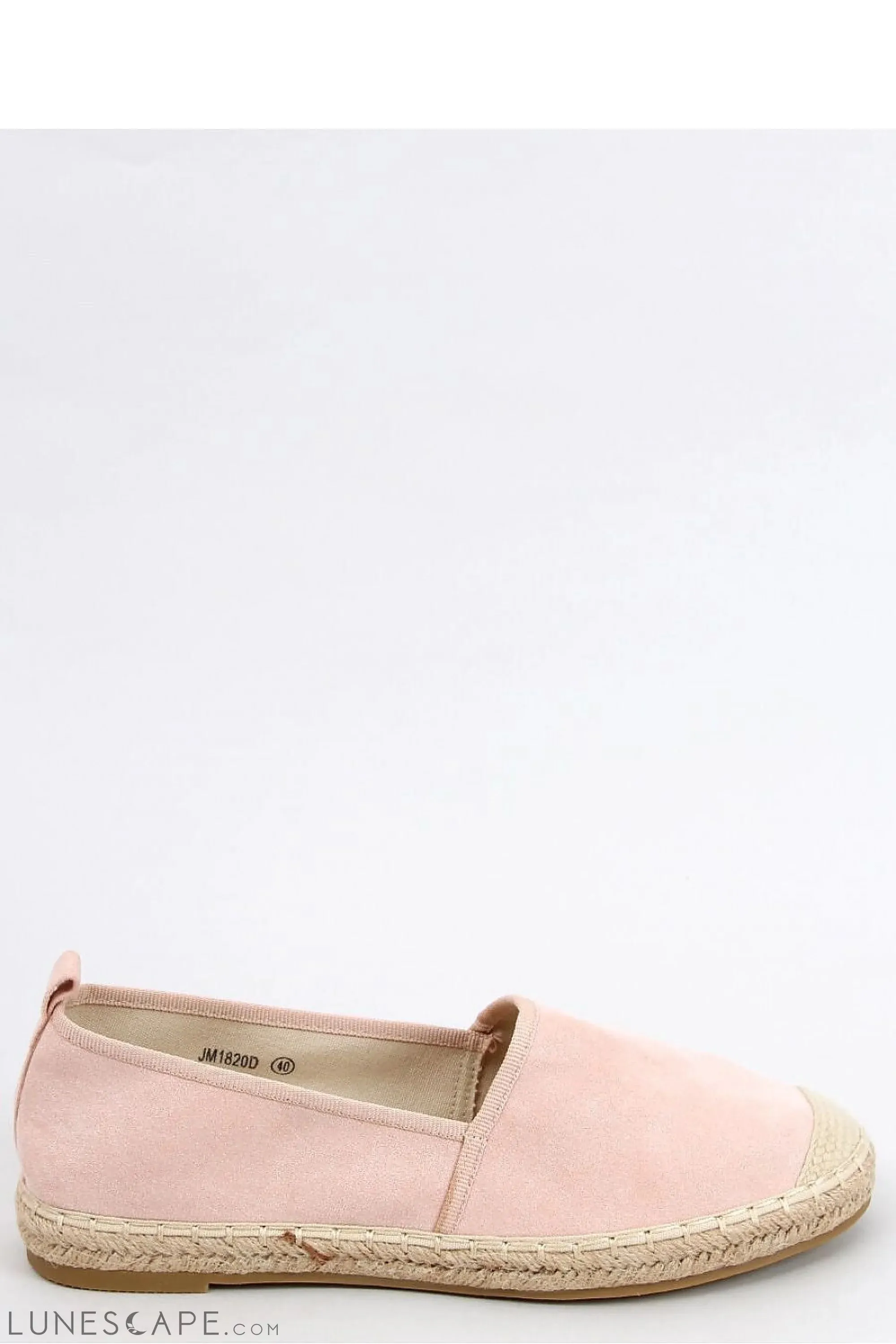 Soft Blush Pink Round Toe Eco-Suede Women's Espadrille Flats with Jute Cap Toe