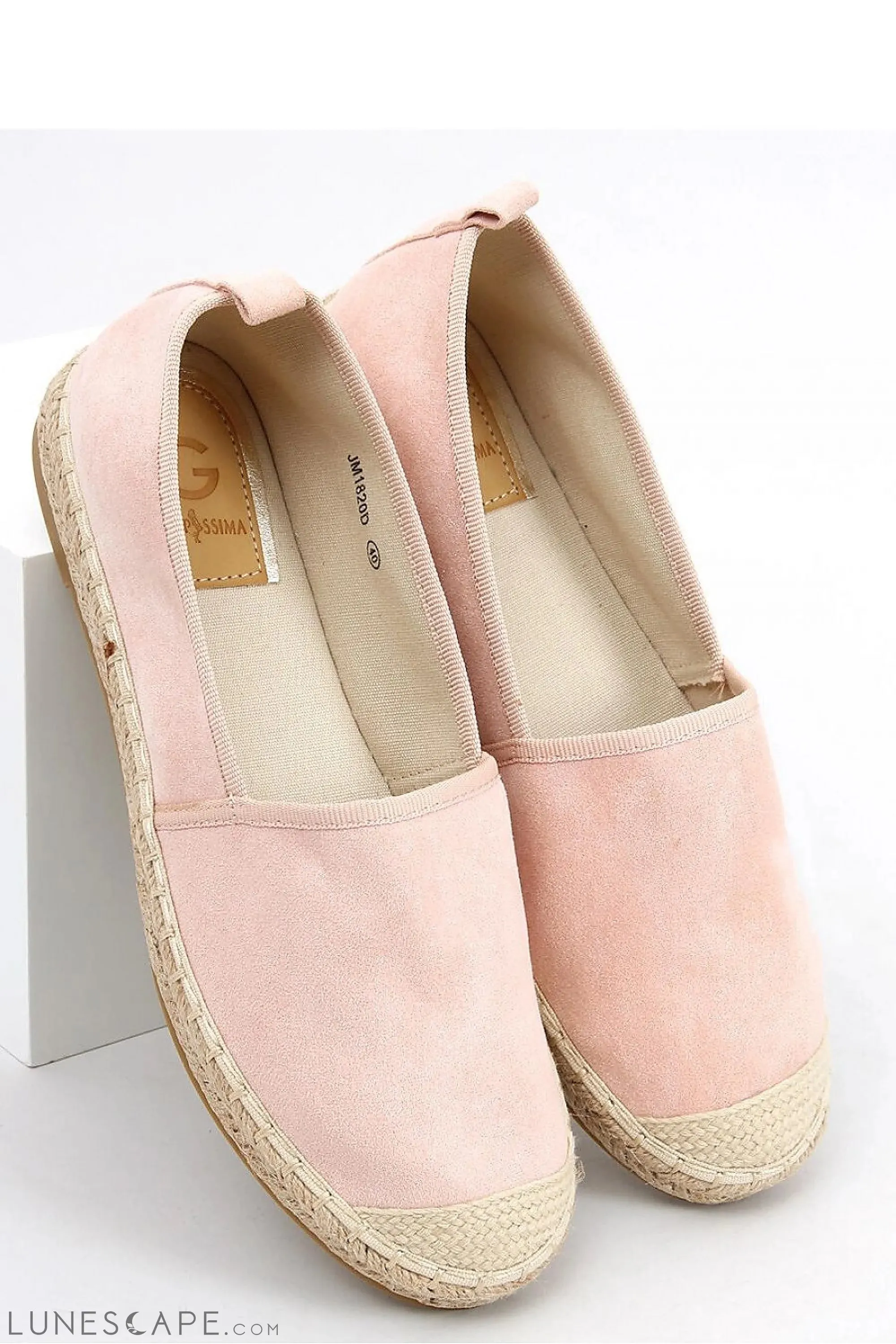 Soft Blush Pink Round Toe Eco-Suede Women's Espadrille Flats with Jute Cap Toe