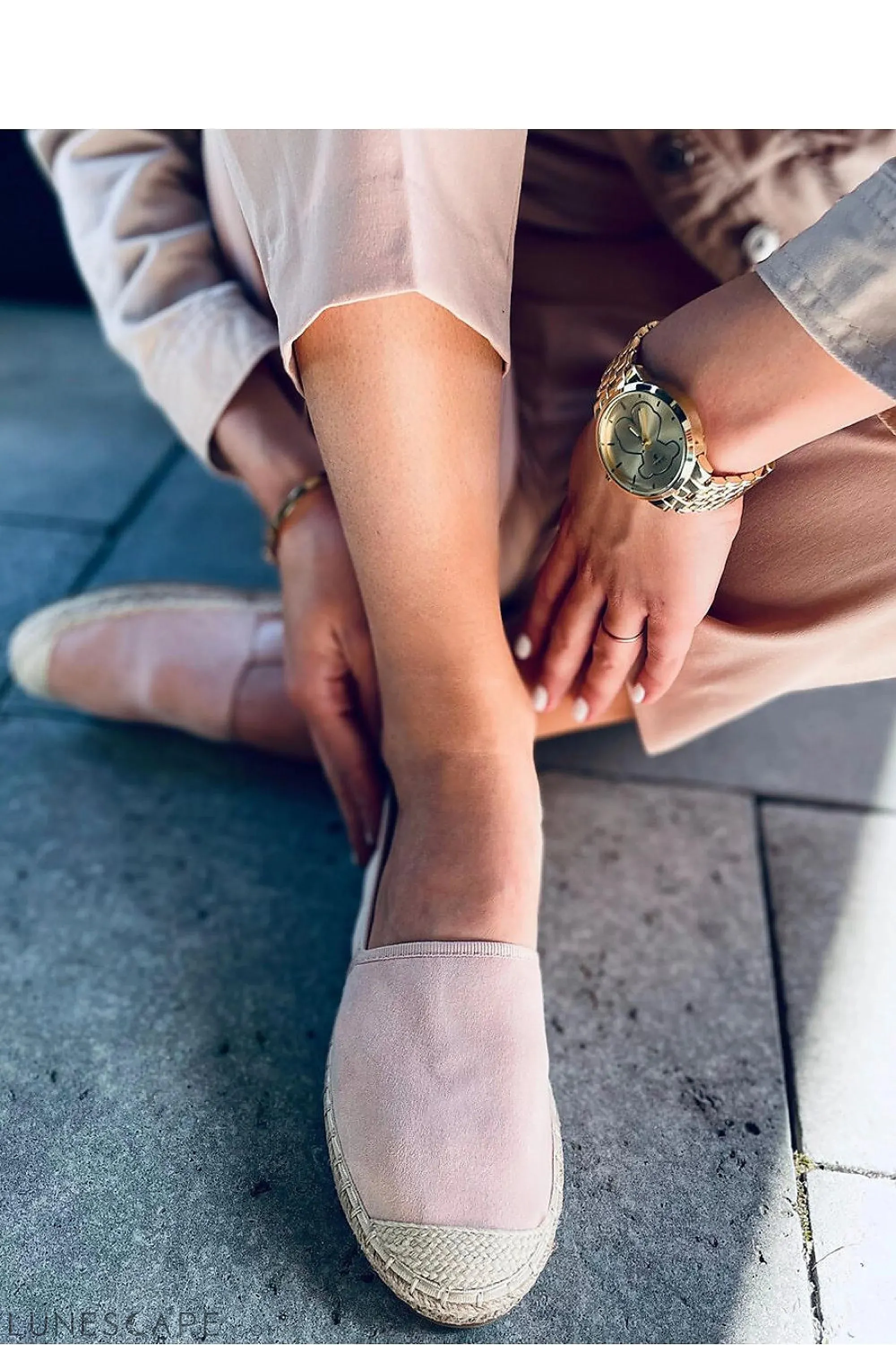 Soft Blush Pink Round Toe Eco-Suede Women's Espadrille Flats with Jute Cap Toe