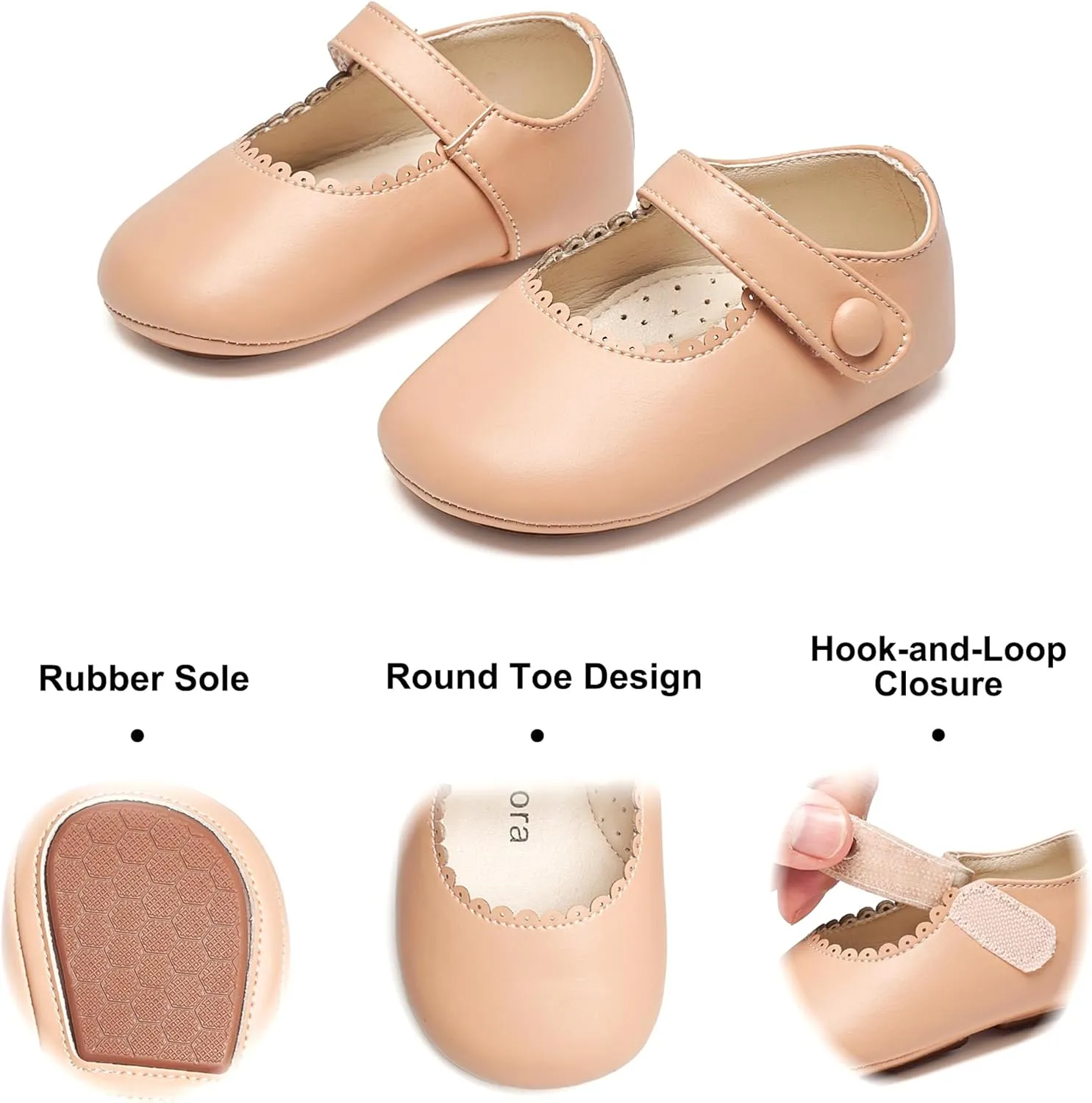 Soft Sole Baby Dress Shoes - Infant Baby Walking Shoes Moccasinss Rubber Sole Crib Shoes.