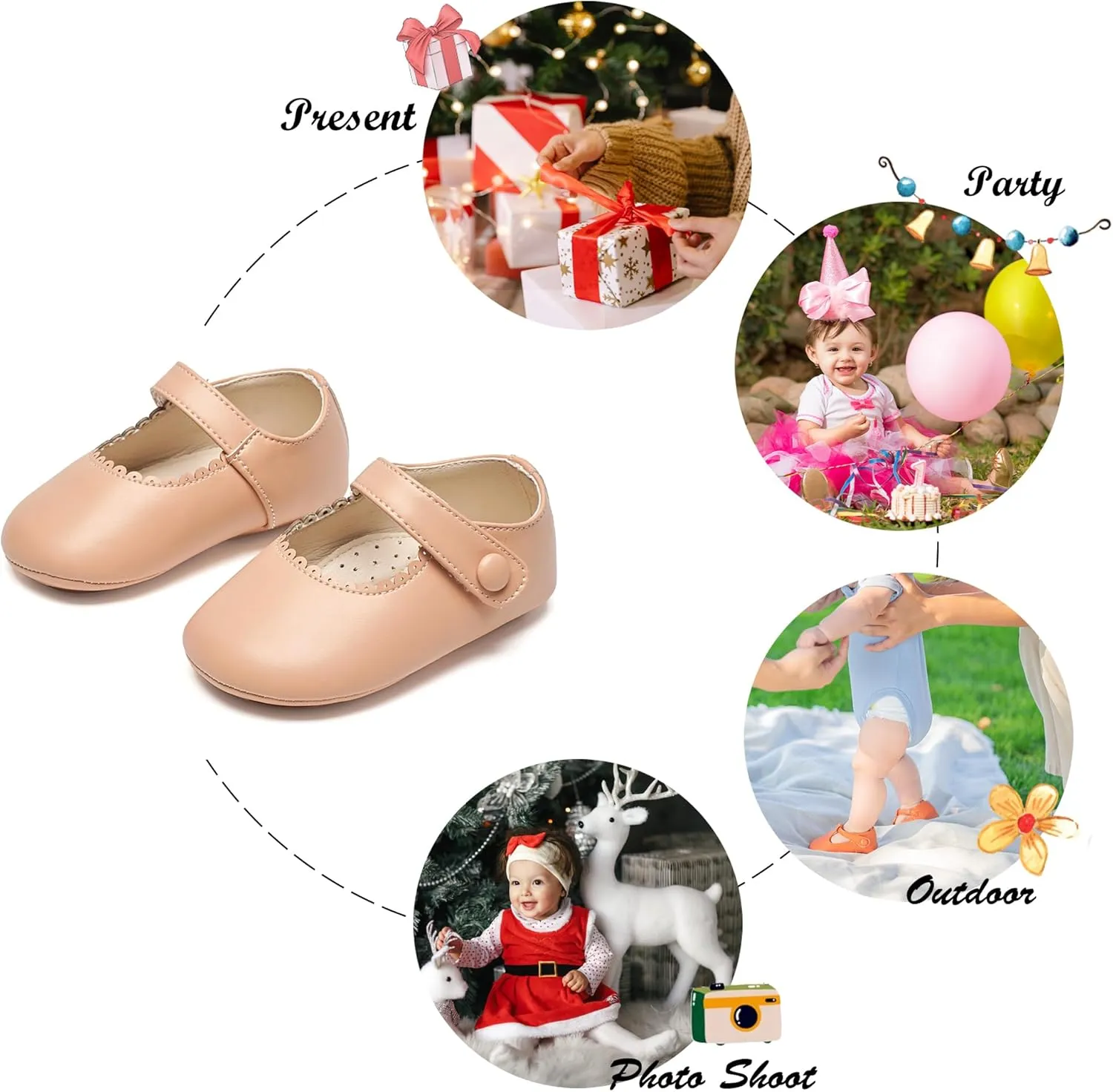 Soft Sole Baby Dress Shoes - Infant Baby Walking Shoes Moccasinss Rubber Sole Crib Shoes.