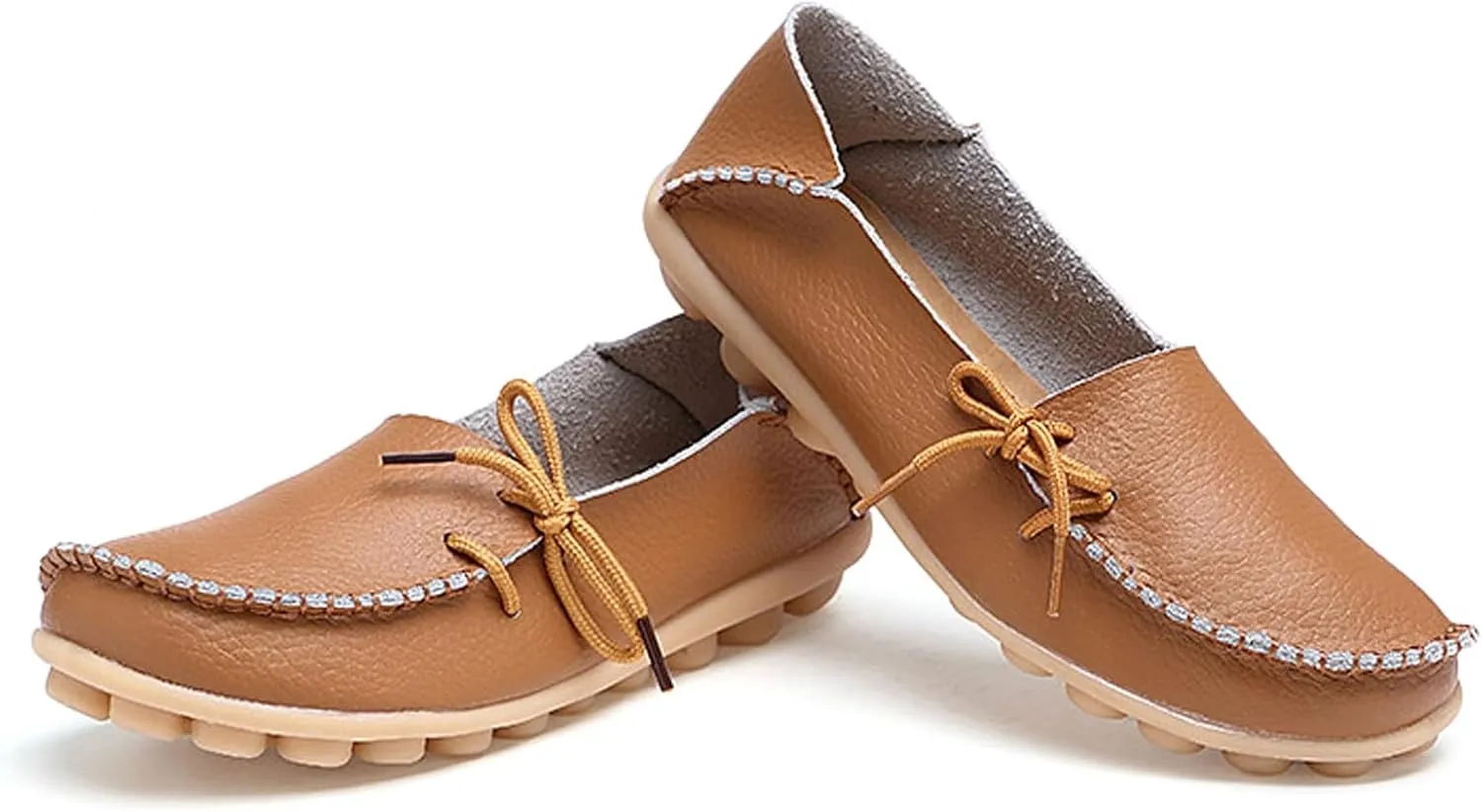 Solaud Women's Driving Moccasins Loafers Casual Round Toe Soft Comfortable Leather Loafers Breathable Slip On Walking Shoes