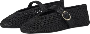 SOVANYOU Women's Ballet Flats Woven Mary Jane Flats Breathable Buckle Strap Raffia Shoes Comfortable Ballerina Flats