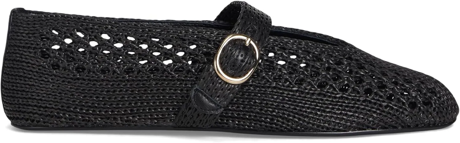 SOVANYOU Women's Ballet Flats Woven Mary Jane Flats Breathable Buckle Strap Raffia Shoes Comfortable Ballerina Flats
