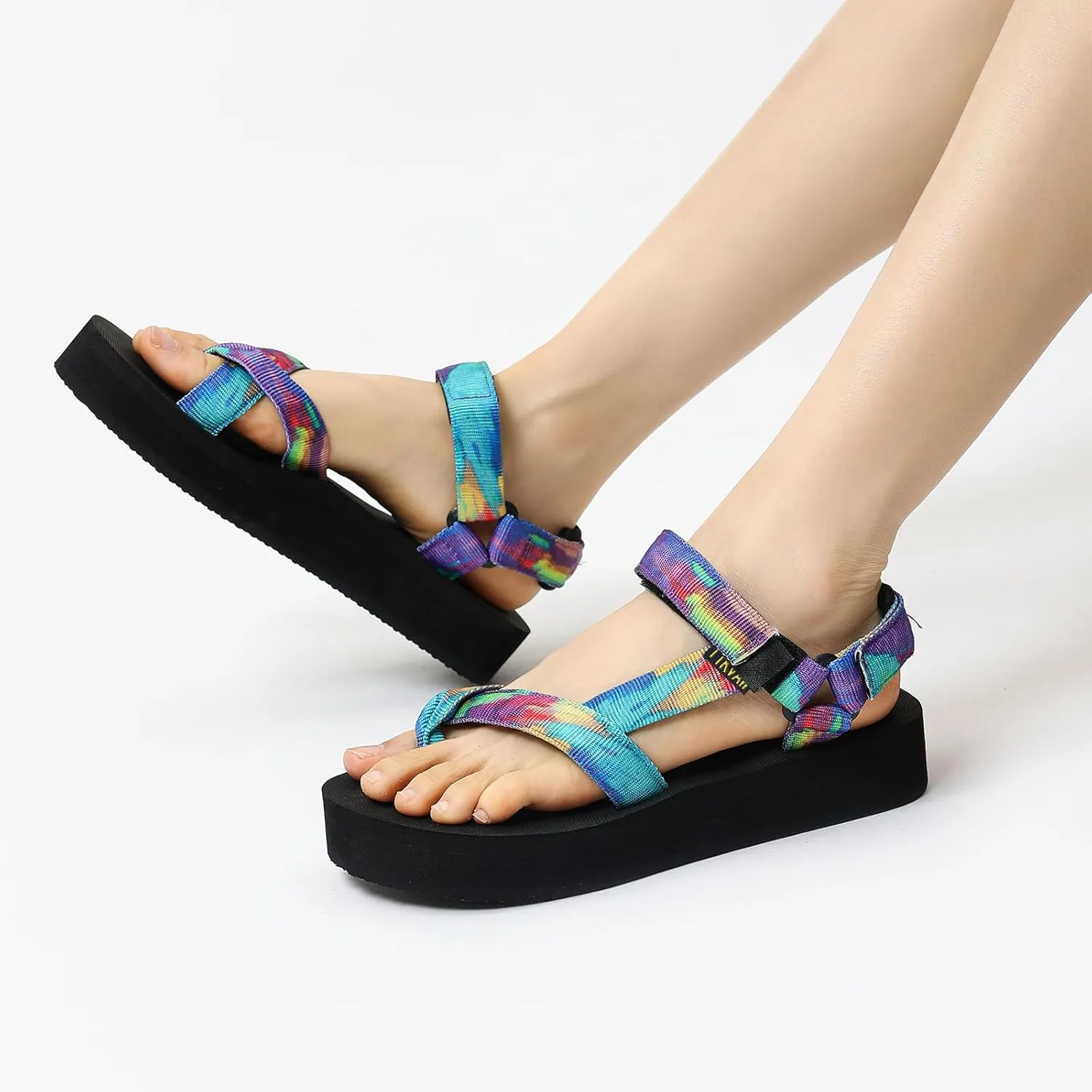 Sport Walking Water Sandals for Women with Arch Support & Adjustable Straps Platform Sandals Women Height Increase