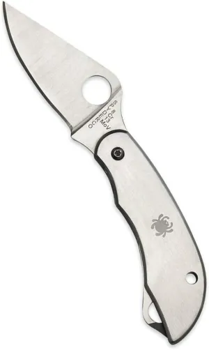 Spyderco ClipiTool Multi-Functional Stainless Steel Utility Pocket Knife with 2" Steel Blade and Screwdriver/Bottle Opener - PlainEdge - C175P