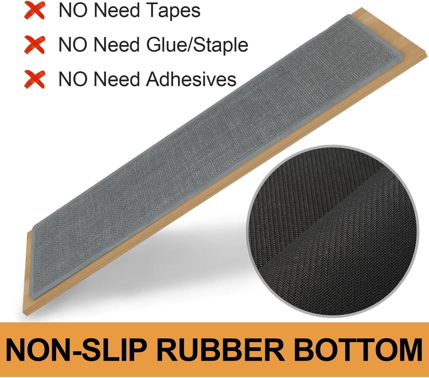 Stair Treads Carpet 4 pcs for Wooden Steps with Non Slip Rubber Backing, 100% Polyester Soft Stairs Resistant Indoor Skid Runner Safety Rugs for Kids Elders and Pets 30" * 8" (Gray-Dense Knitting)