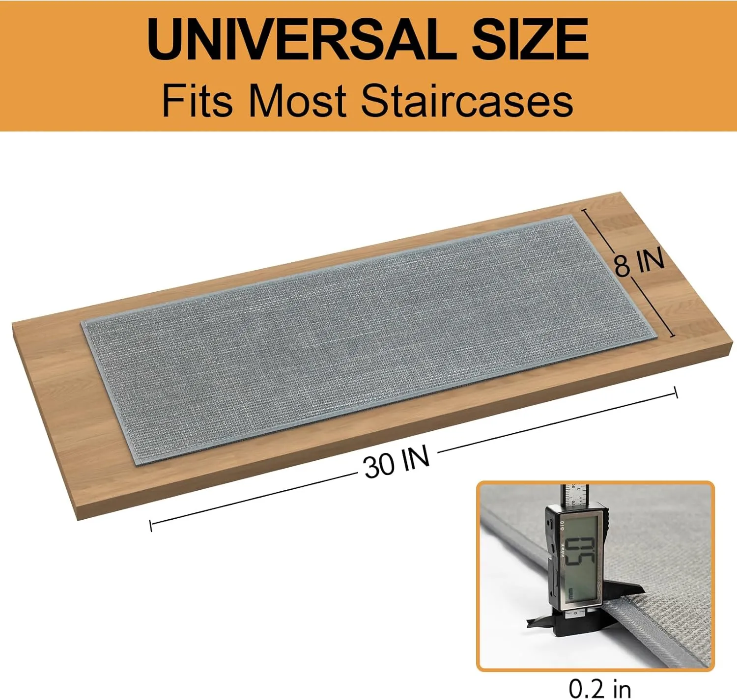 Stair Treads Carpet 4 pcs for Wooden Steps with Non Slip Rubber Backing, 100% Polyester Soft Stairs Resistant Indoor Skid Runner Safety Rugs for Kids Elders and Pets 30" * 8" (Gray-Dense Knitting)