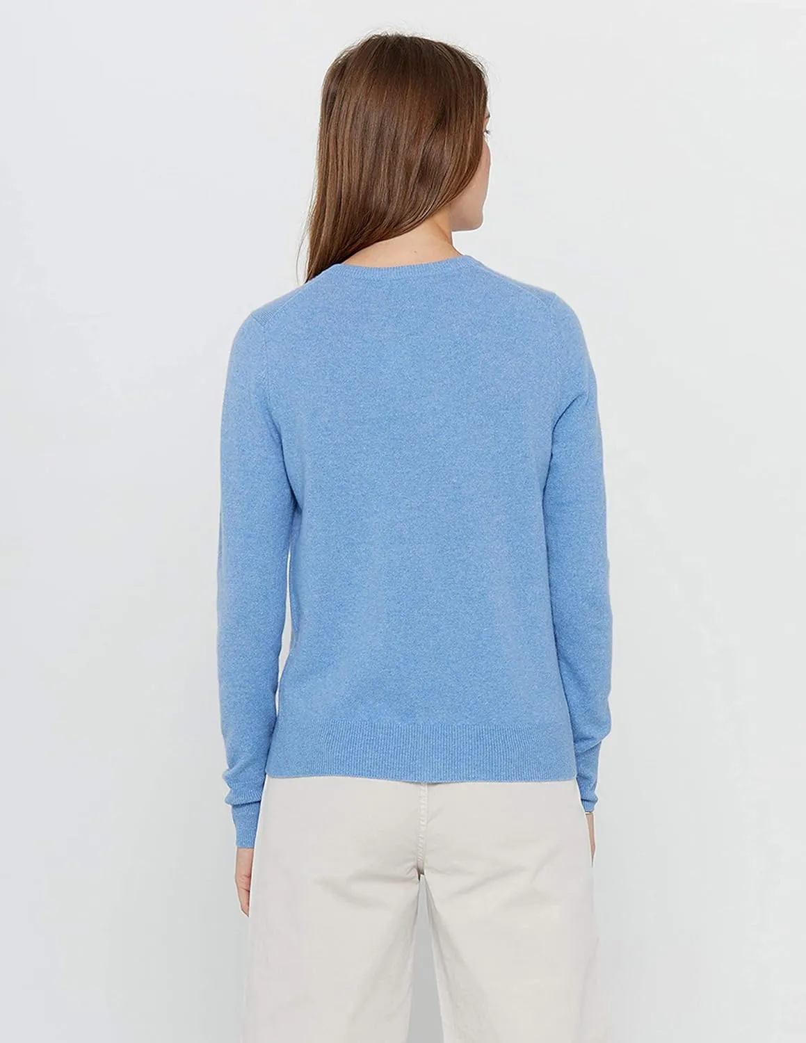 State Cashmere Women's 100% Pure Cashmere Button Front Long Sleeve Crew Neck Cardigan Sweater