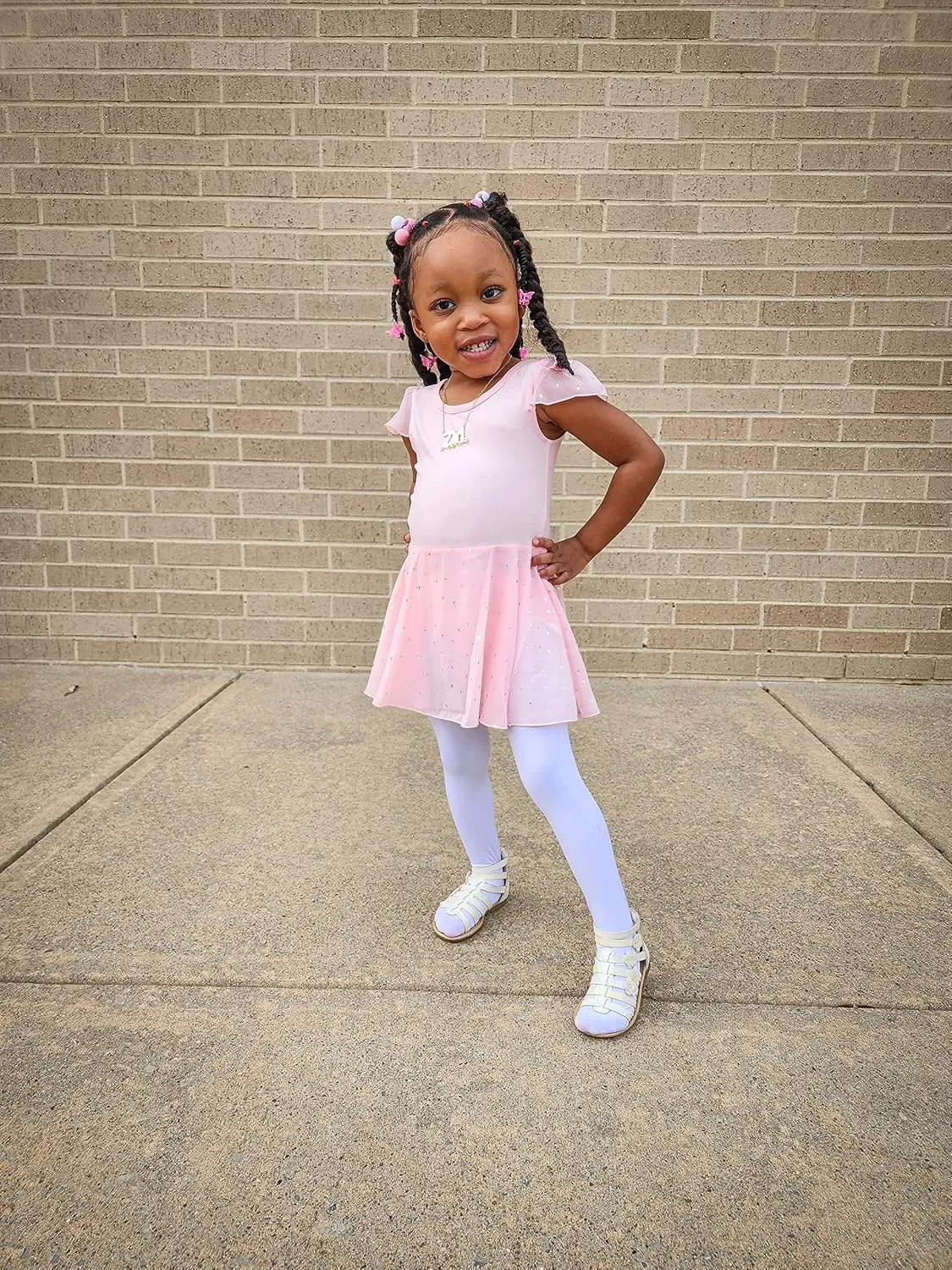 Stelle Ballet Leotards for Girls Dance Leotard with Skirt Toddler Pink Ballet Outfit Ruffle Sleeve Kids Dance Dress
