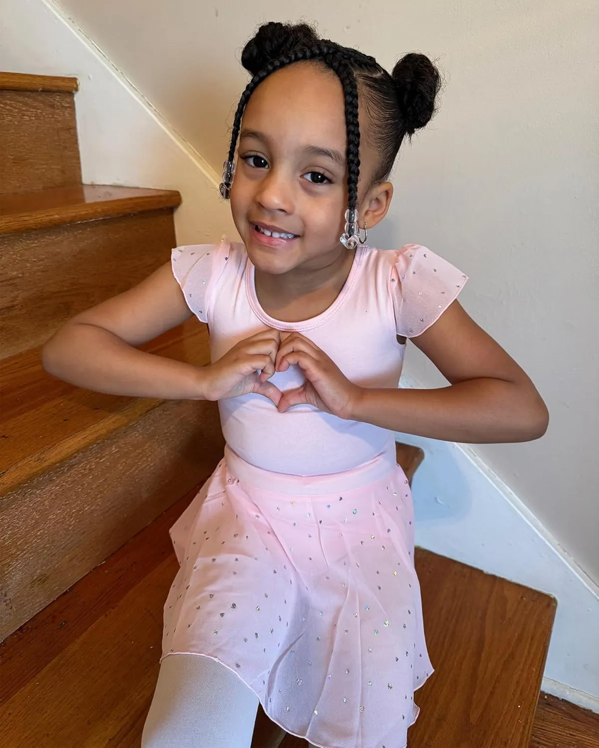 Stelle Ballet Leotards for Girls Dance Leotard with Skirt Toddler Pink Ballet Outfit Ruffle Sleeve Kids Dance Dress