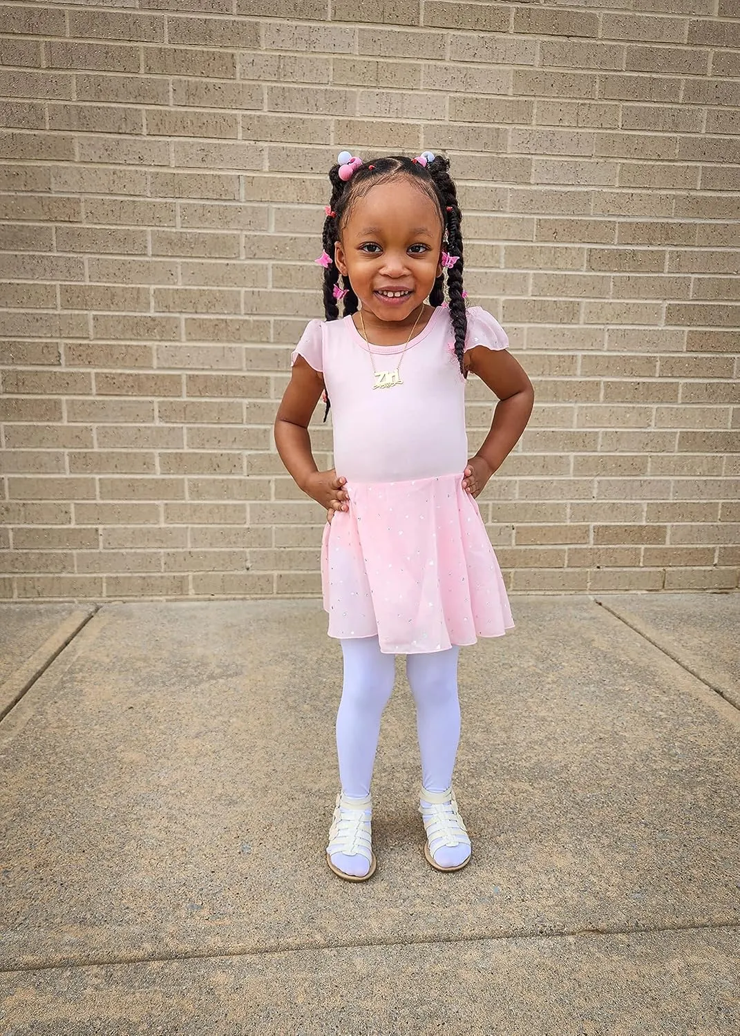 Stelle Ballet Leotards for Girls Dance Leotard with Skirt Toddler Pink Ballet Outfit Ruffle Sleeve Kids Dance Dress