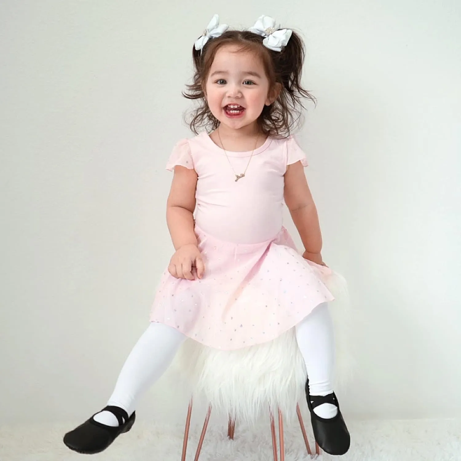 Stelle Ballet Leotards for Girls Dance Leotard with Skirt Toddler Pink Ballet Outfit Ruffle Sleeve Kids Dance Dress