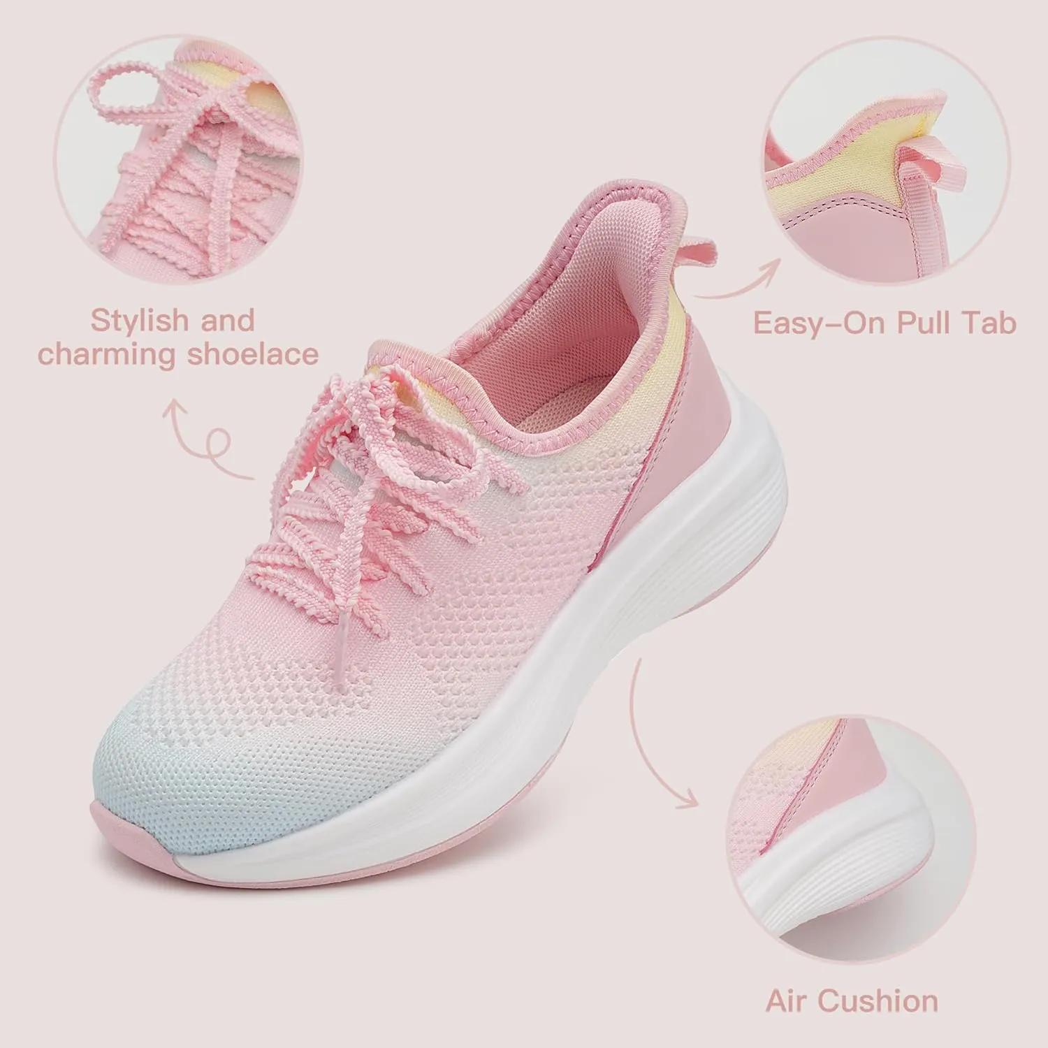 Stelle Girls Sneakers Kids Tennis Running Walking Shoes Slip-On Athletic Non Slip Lightweight Breathable Sport Shoes for Little/Big Kid