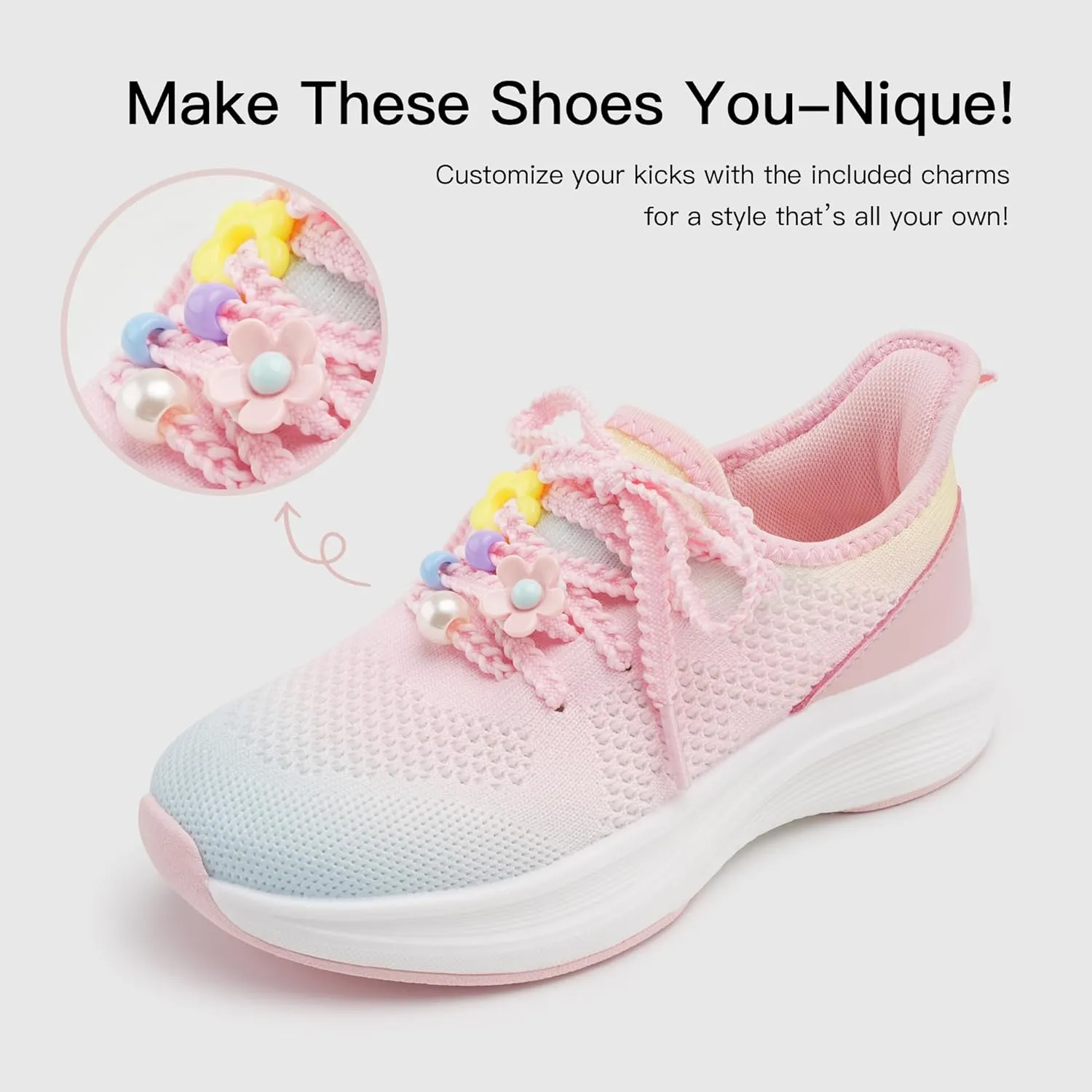 Stelle Girls Sneakers Kids Tennis Running Walking Shoes Slip-On Athletic Non Slip Lightweight Breathable Sport Shoes for Little/Big Kid