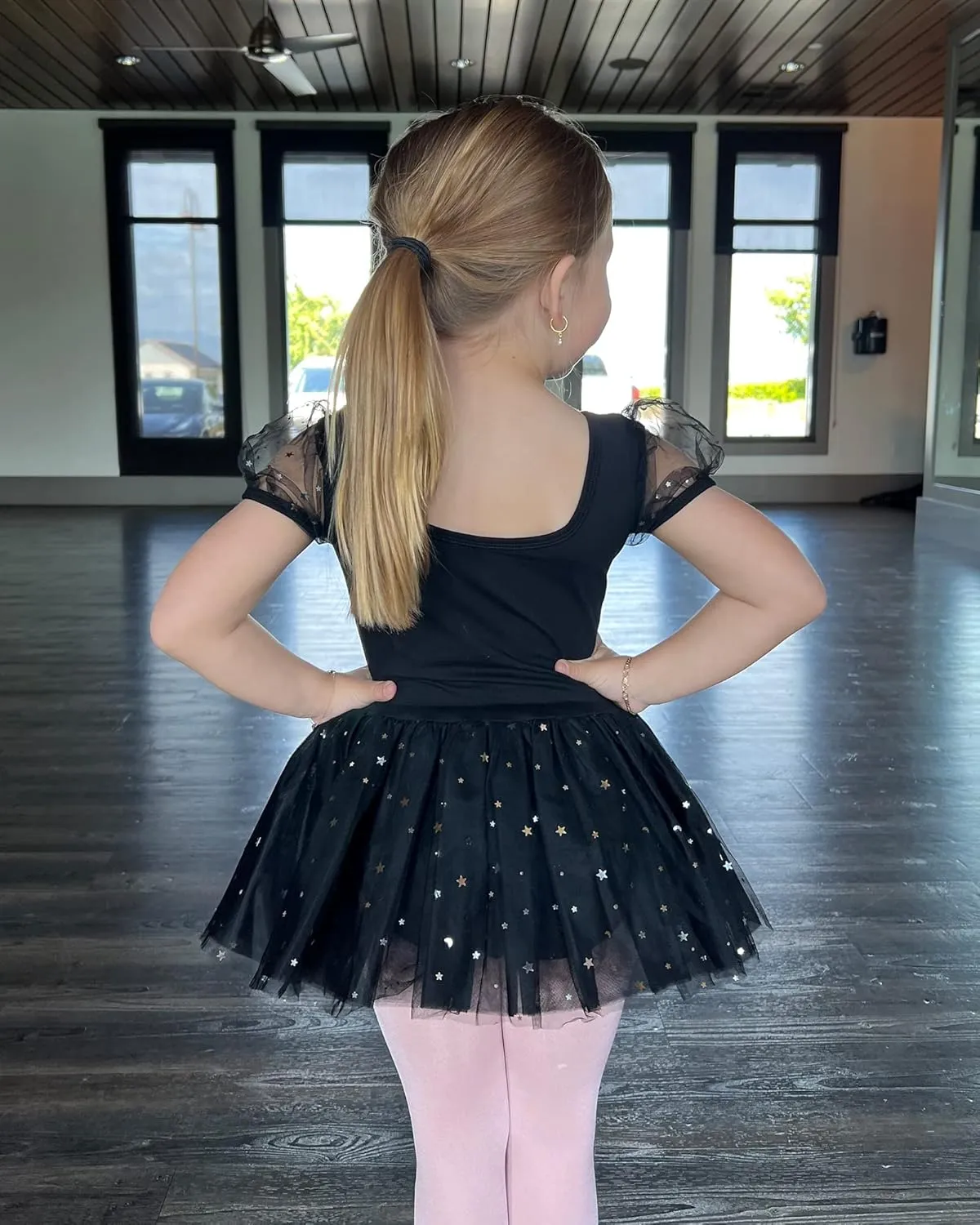 Stelle Puff Sleeve Ballet Leotards for Girls with Sparkly Tutu Skirted Toddler Dance Dress Outfit