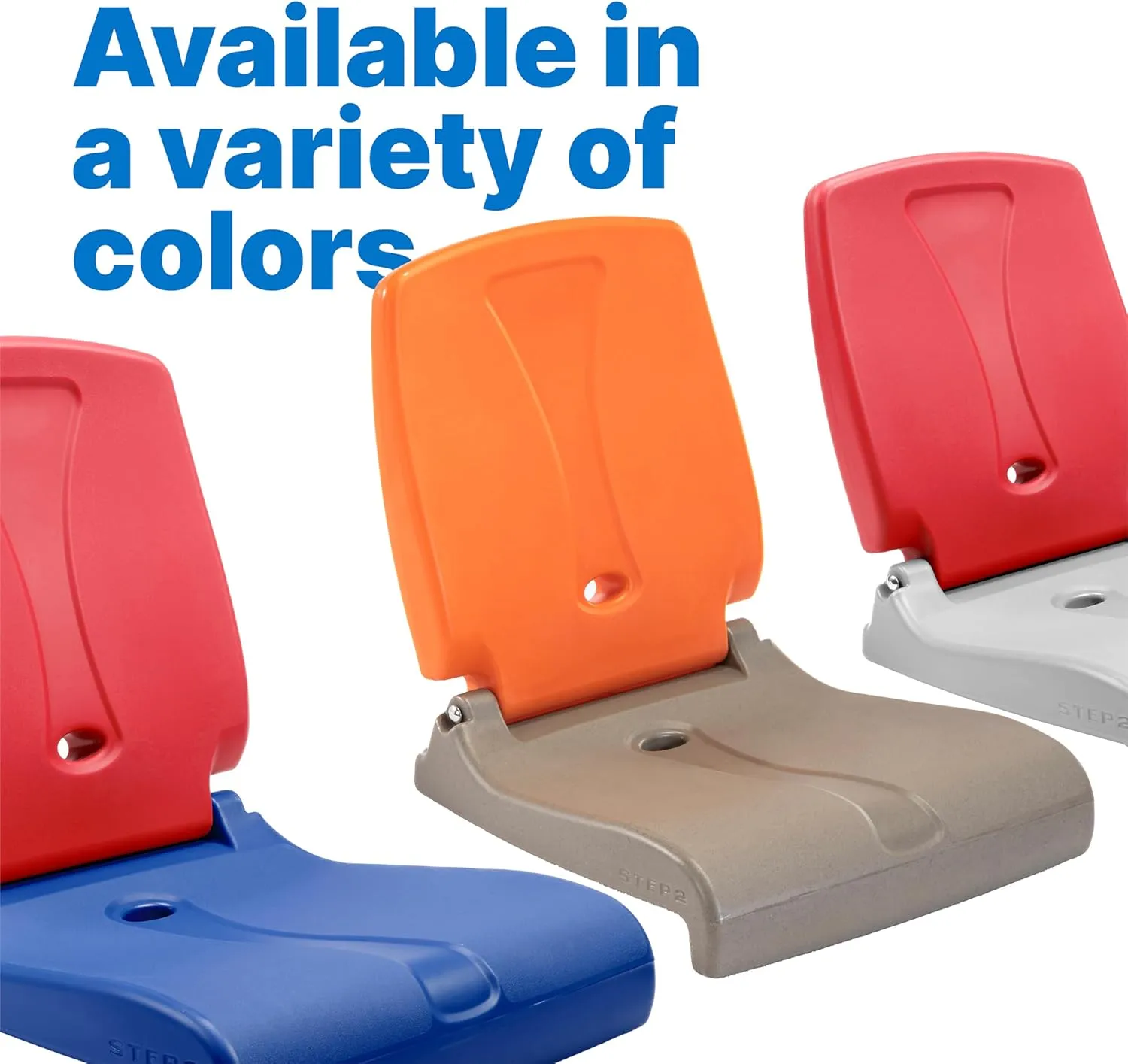 Step2 Folding Flip Seat, Lightweight Portable Outdoor Chair for Poolside, Camping, Beach, Boats, Tailgates, Durable Ground Chair with Back Support for Adults, Red & Blue