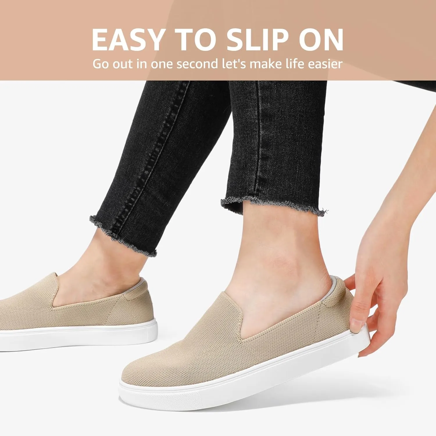 STQ Slip on Shoes for Women Breathable Fashion Sneakers Comfortable Knit Casual Shoes