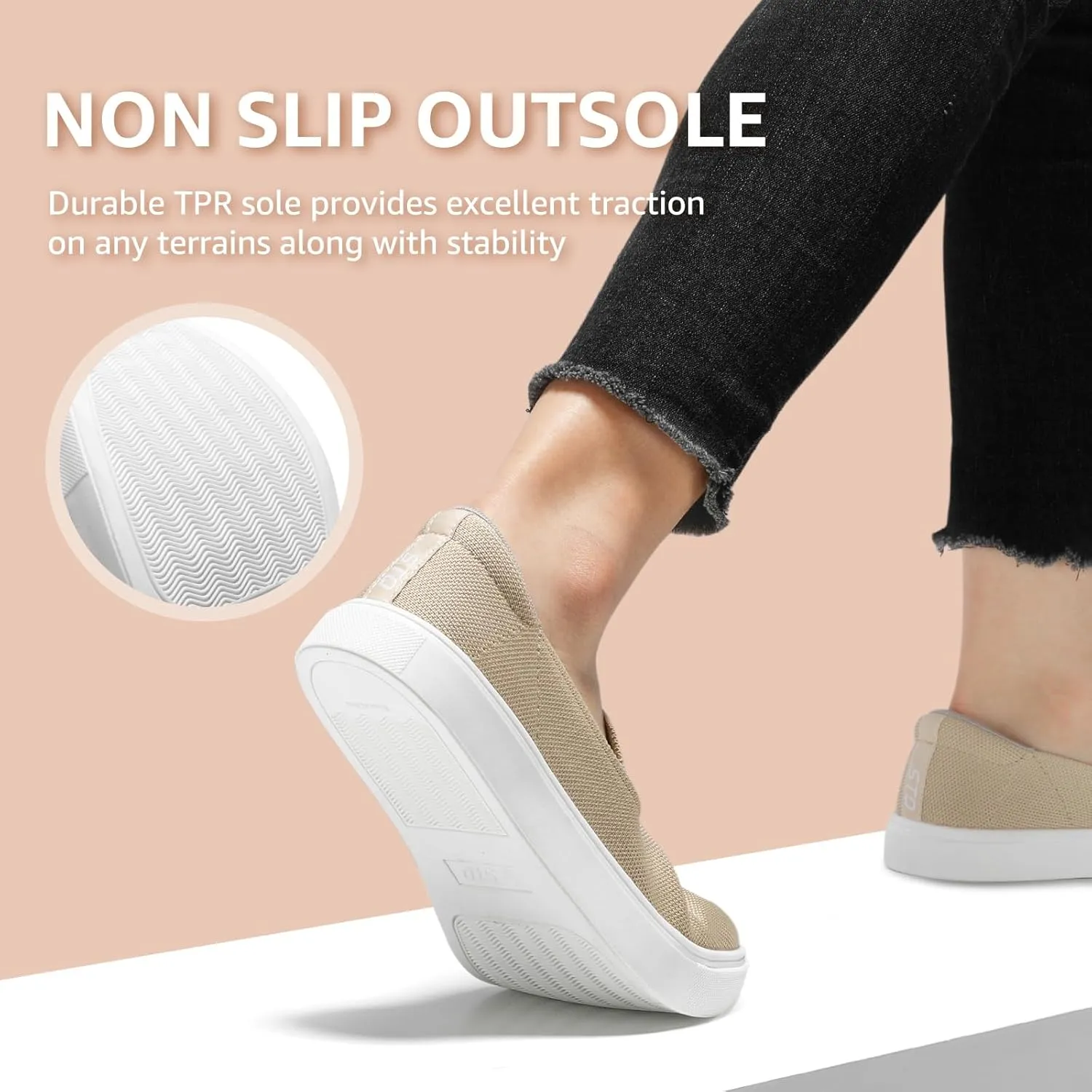 STQ Slip on Shoes for Women Breathable Fashion Sneakers Comfortable Knit Casual Shoes