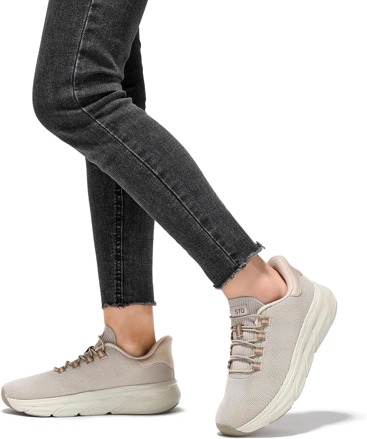 STQ Women's Slip On Walking Shoes Active Cushion Comfortable Tennis Breathable Non Slip Athletic Gym Workout Cross Training Sneakers